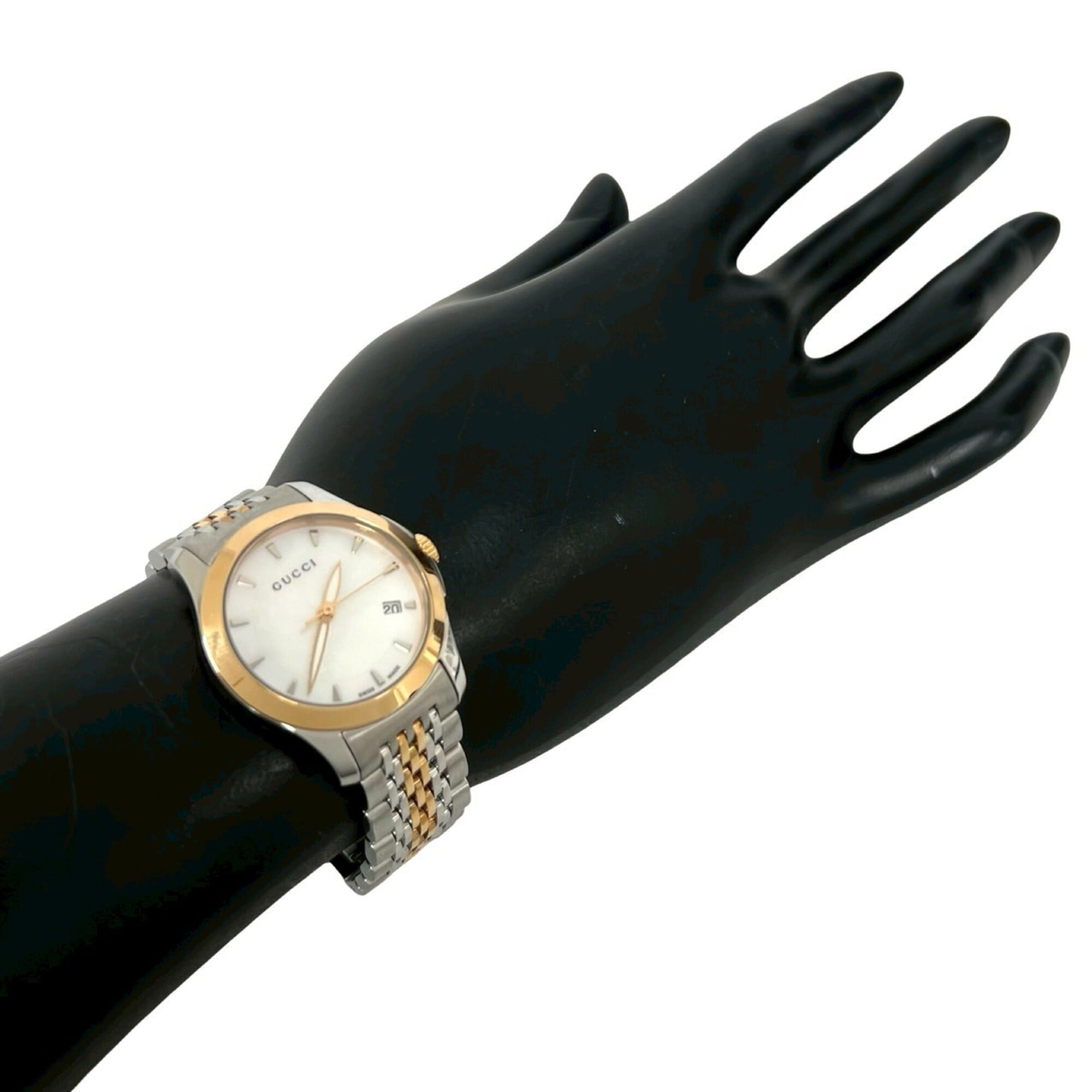 GUCCI GG Logo Stainless Steel Quartz Wrist Silver 32380