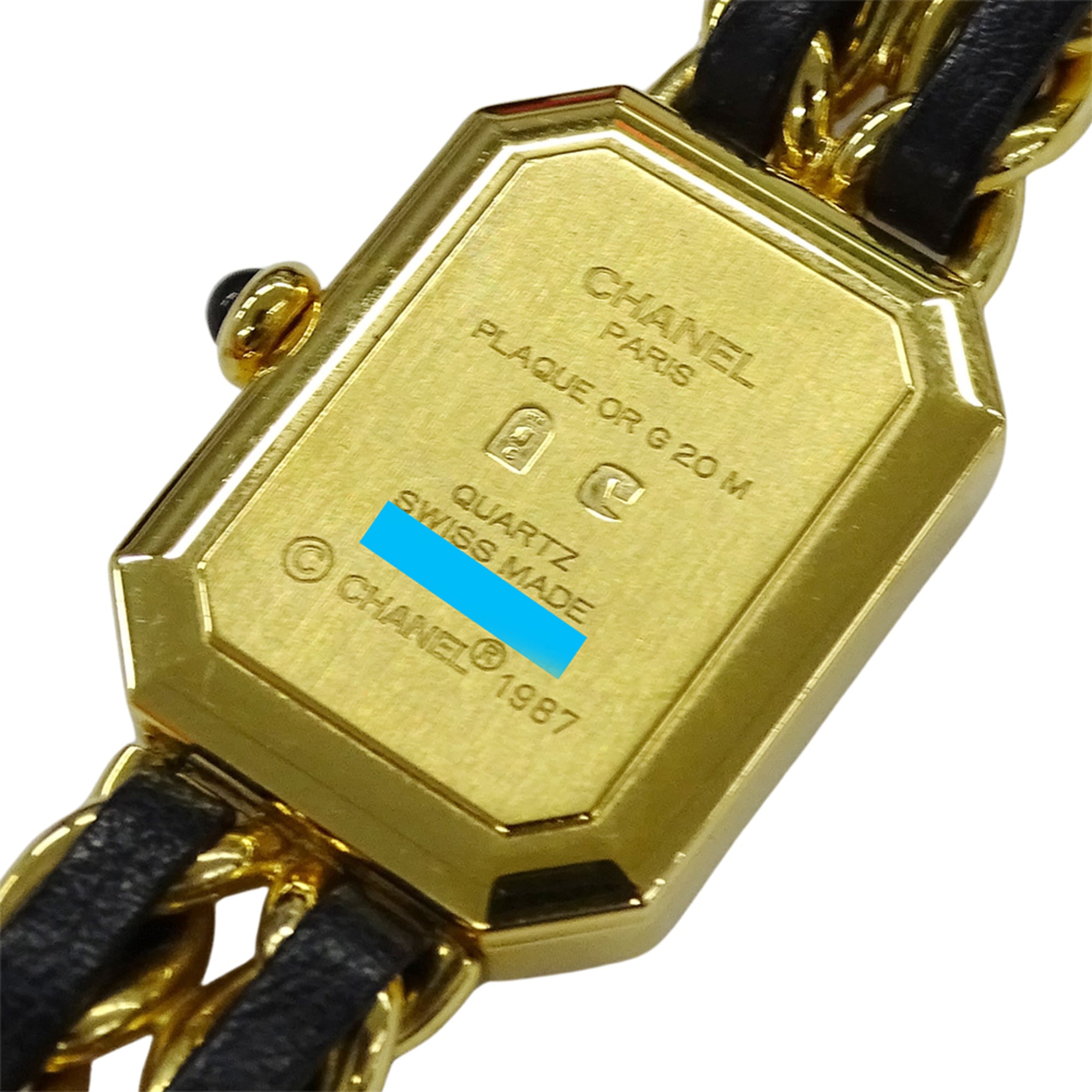Chanel CHANEL Montre pour femme, modèle « Brand Premiere Quartz QZ GP, cuir, taille M, H0001Carré dorée Noir