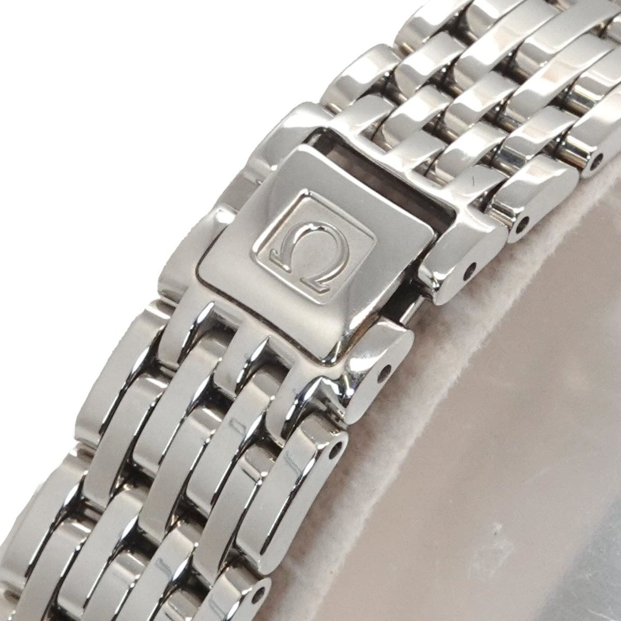 Omega De Ville 4575 71 Damenuhr, Diamantlünette, Weiß Zifferblatt, Quarz