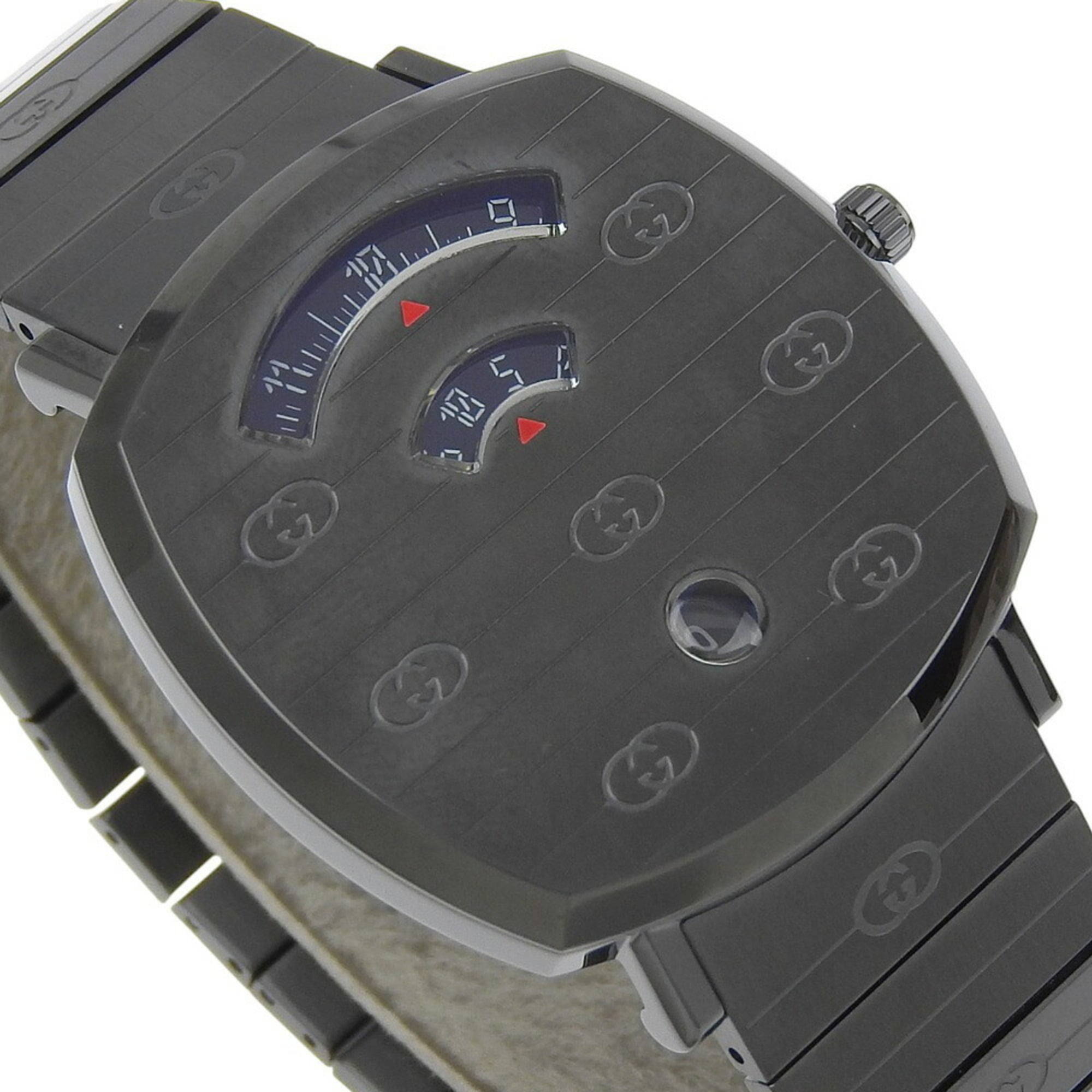 Gucci Grip Watch, 157.3 Stainless Steel, Black Quartz Movement, Analog Display, Dial, Men's