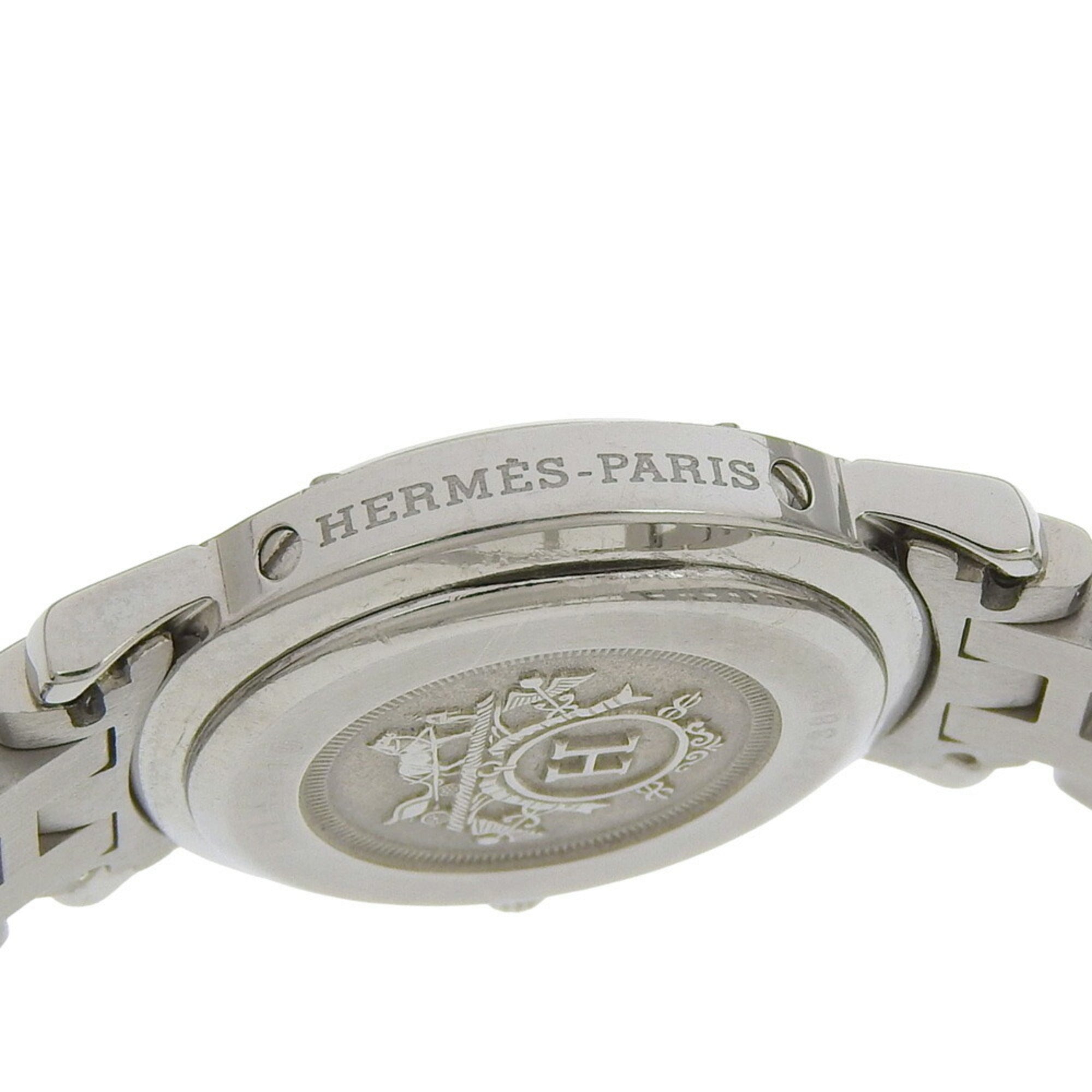 Hermes Clipper Date CL4 210, lichtblauwe wijzerplaat, roestvrij staal, quartz uurwerk, ongeveer 24 mm, dameshorloge.