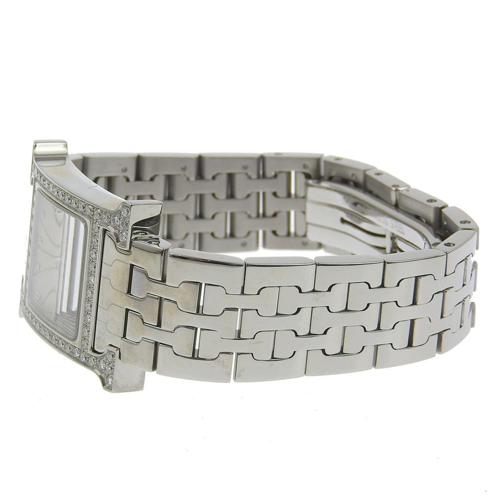 Hermes HERMES H Armbanduhr mit Diamantlünette HH1.230 Edelstahl Quarz Analoganzeige Silber Zifferblatt Damenuhr