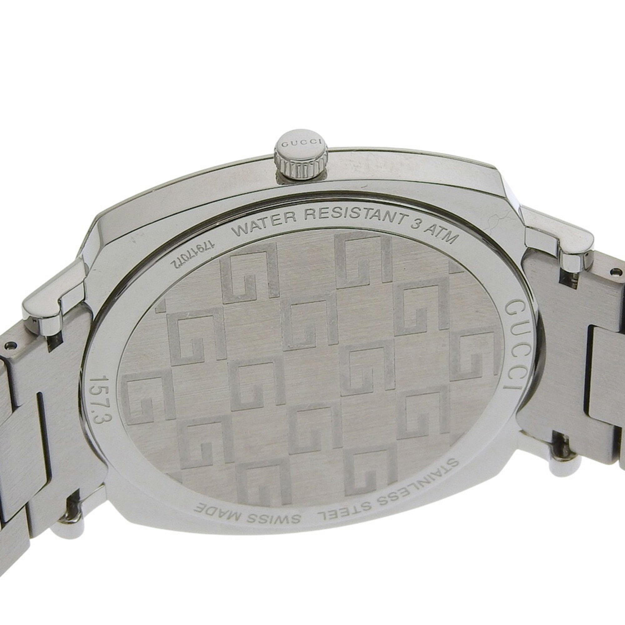 Gucci Grip-horloge, 157,3 mm, roestvrij staal, quartz uurwerk, analoog display, witte wijzerplaat, herenhorloge