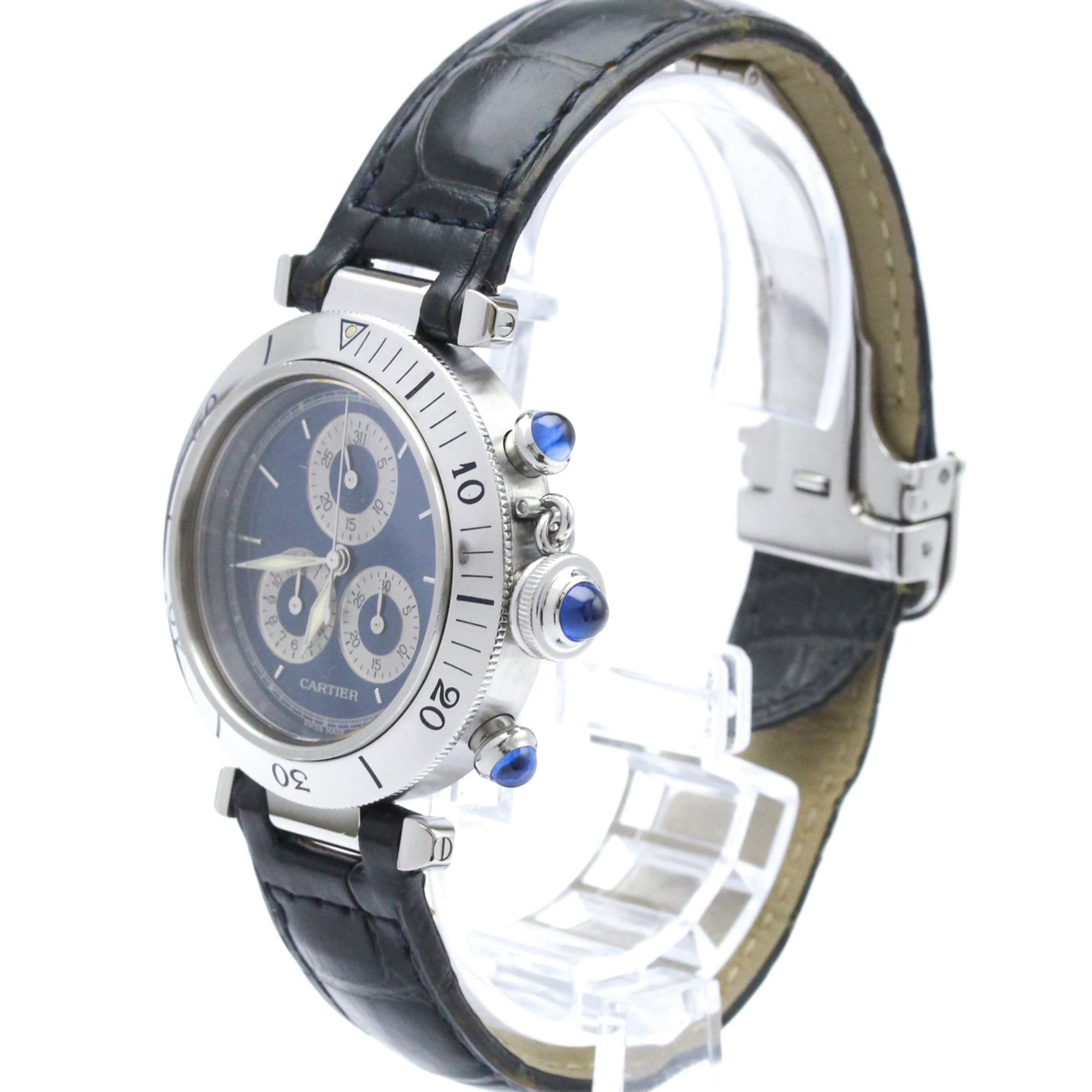 CARTIER Pasha Chronoreflex Steel Quartz Unisex Watch W3100855 Polished