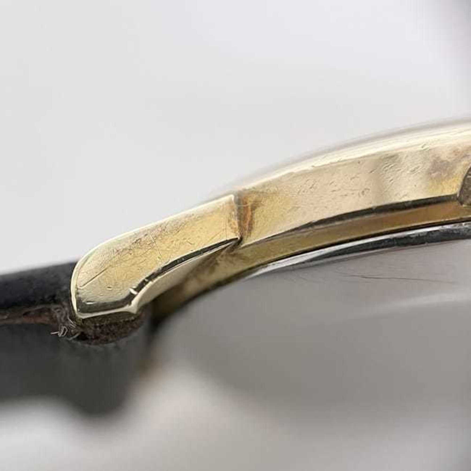 Omega De Ville Damenuhr f-25030, GoldSchwarz Edelstahl, LederarmbandHandaufzug OMEGA-Zifferblatt, analog, Edelstahl