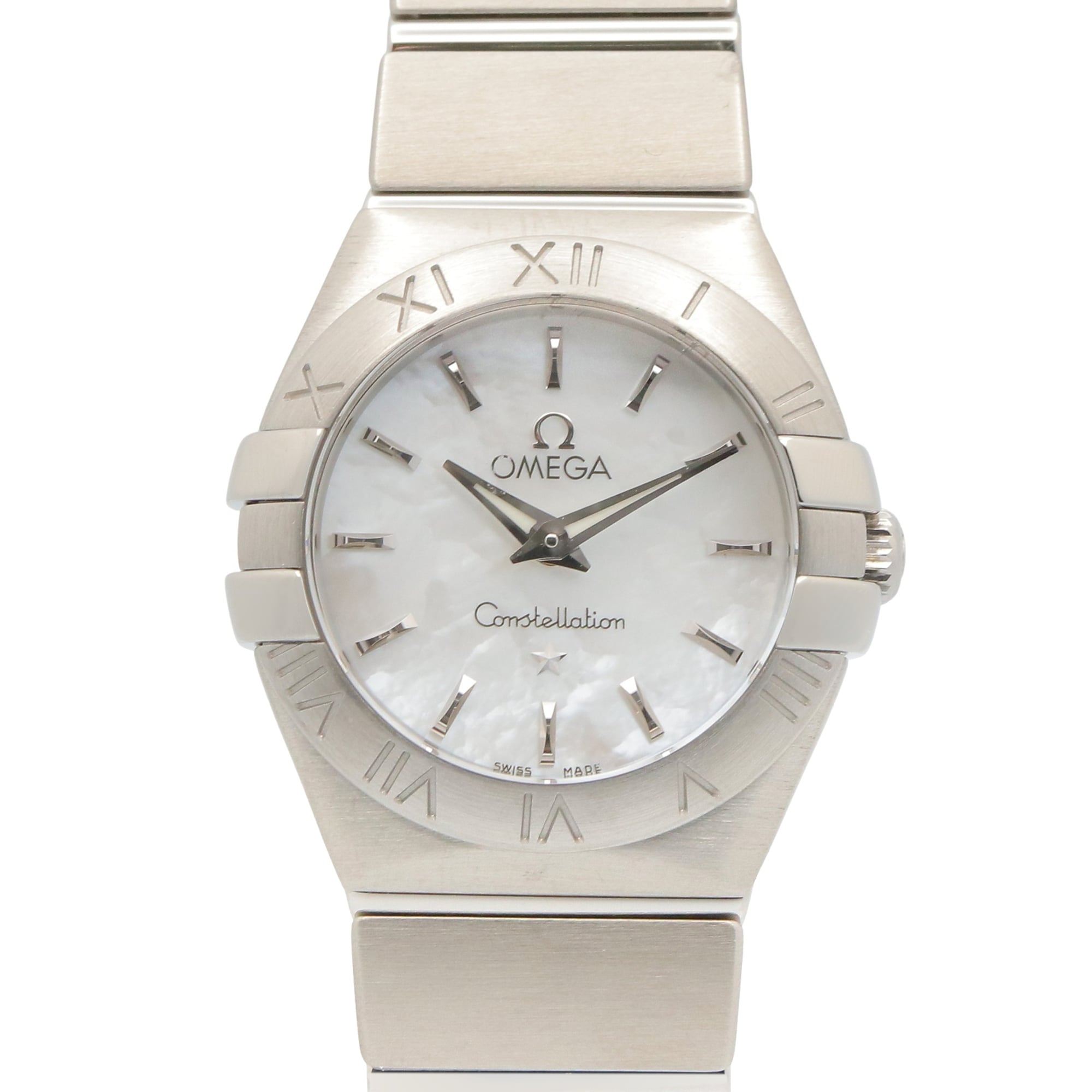 Omega Constellation watch, stainless steel, women's, white with mother-of-pearl, 123.10.24.60.05.001