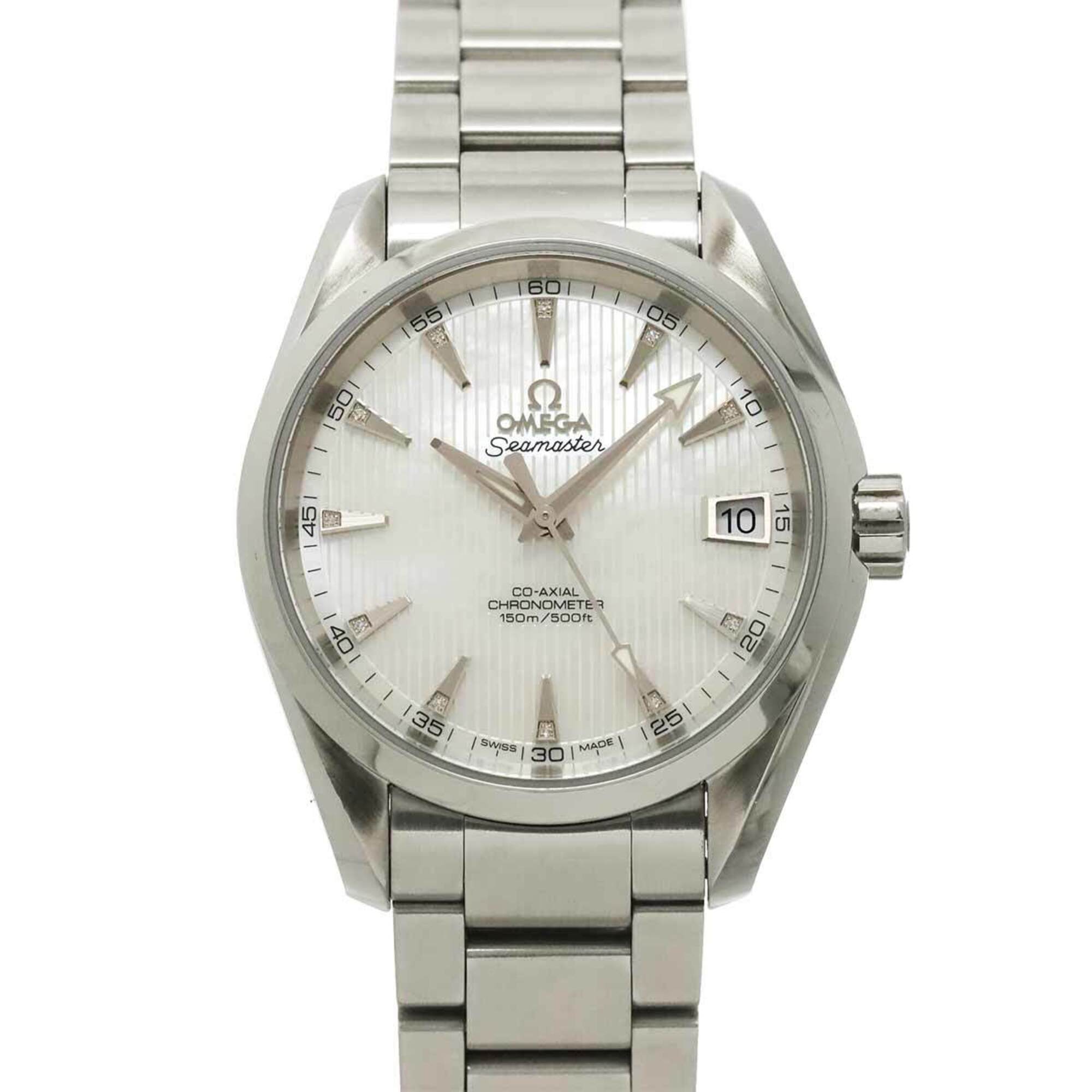Omega Seamaster Aqua Terra Co-Axial 231 10 39 21 55 001 Men's Watch 11P Diamond Date White Mother-of-Pearl Automatic Self-Winding