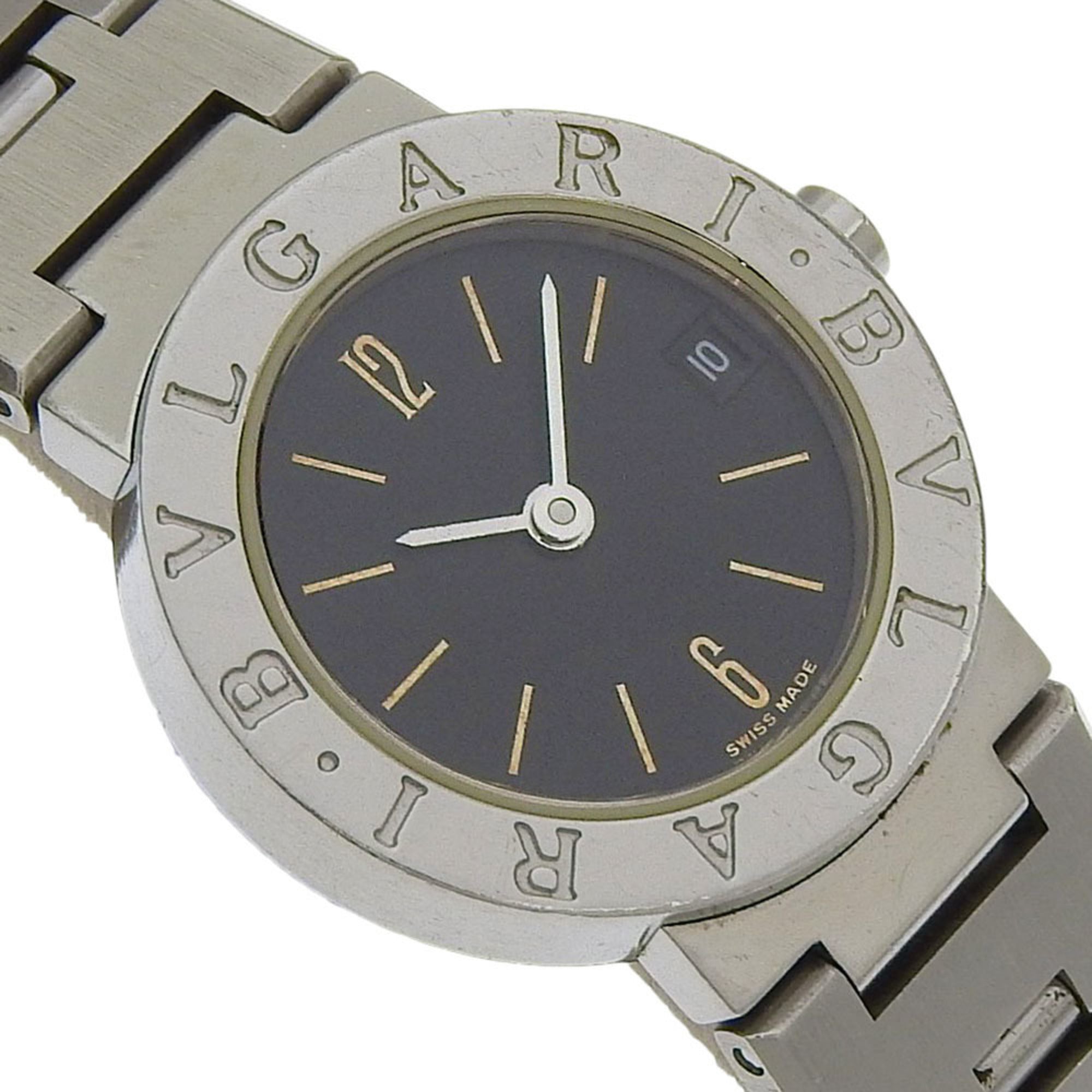 BVLGARI Bzero1-horloge, BZero1 BB23SS, roestvrij staal, quartz uurwerk, analoge wijzerplaat, zwarte wijzerplaat, dameshorloge