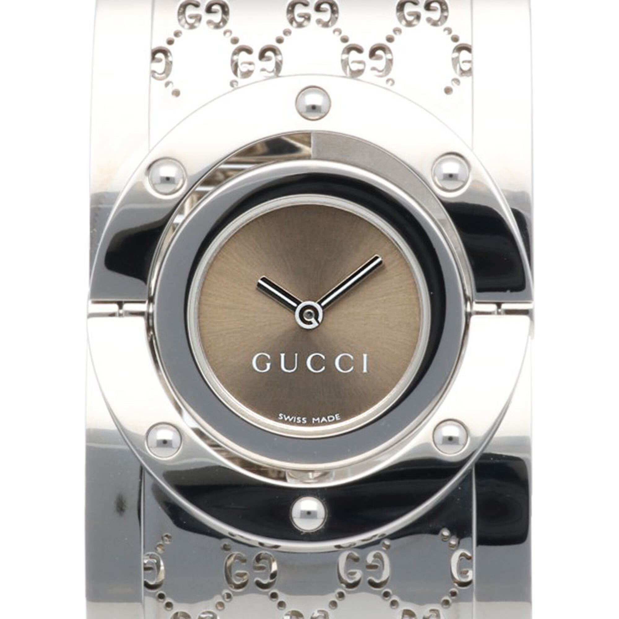 Gucci Toile Collection Wristwatch, Stainless Steel 112 Quartz, Polished, Ladies' Wide Bangle