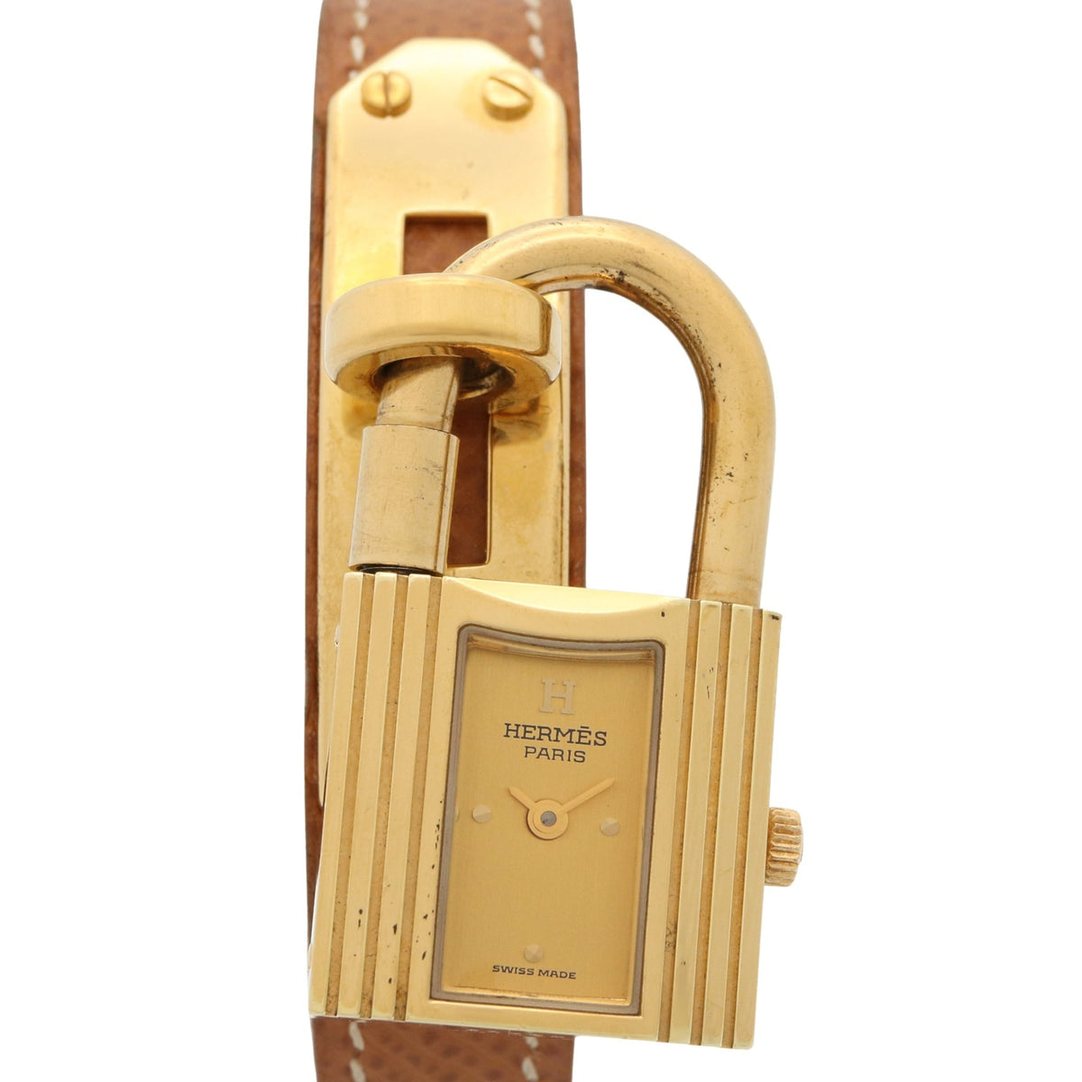 Hermes Kelly KE1.201 Champagner, goldenes Zifferblatt, 20 mm Uhr