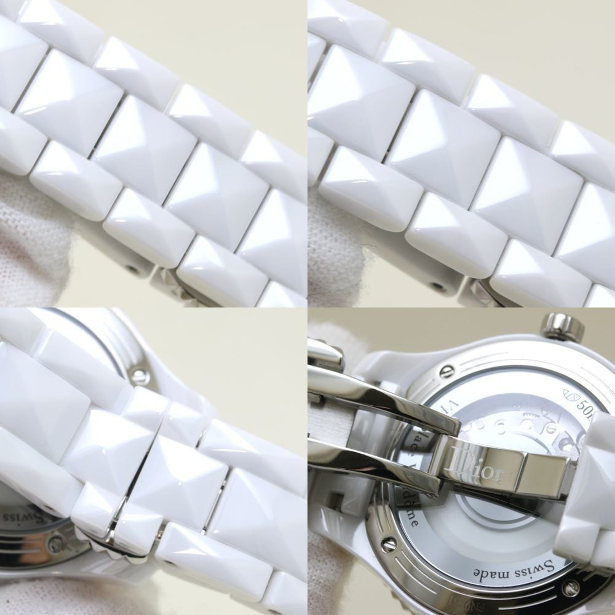 Christian Dior VIII On Huit Diamond CD1235E5C001 Wit keramiek xSS Dames 39820