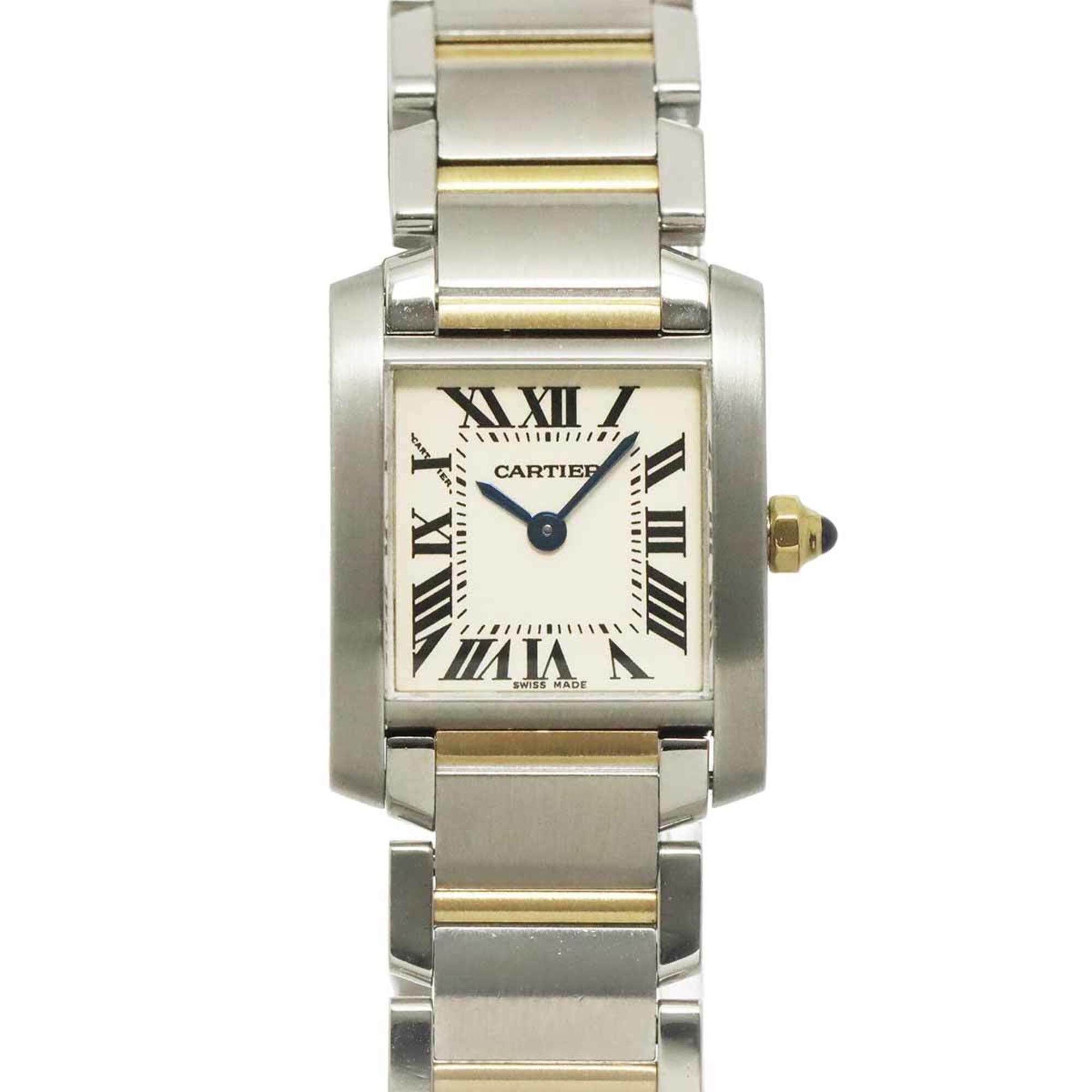Cartier Tank Francaise SM Two-Tone W51007Q4 Wo Ivory 18K Yellow Gold Quartz