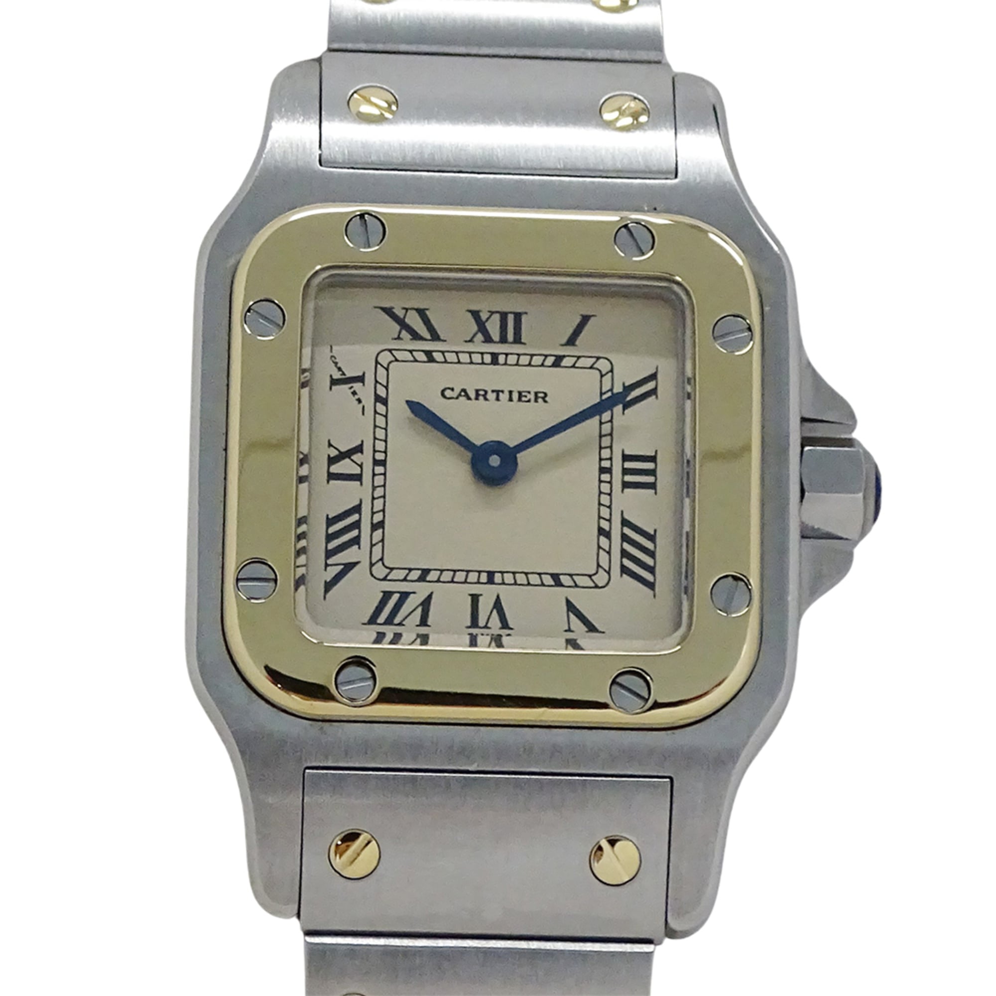 Cartier women's watch, Santos Galbee SM, quartz movement, stainless steel (SS), gold (YG), W20012C4.