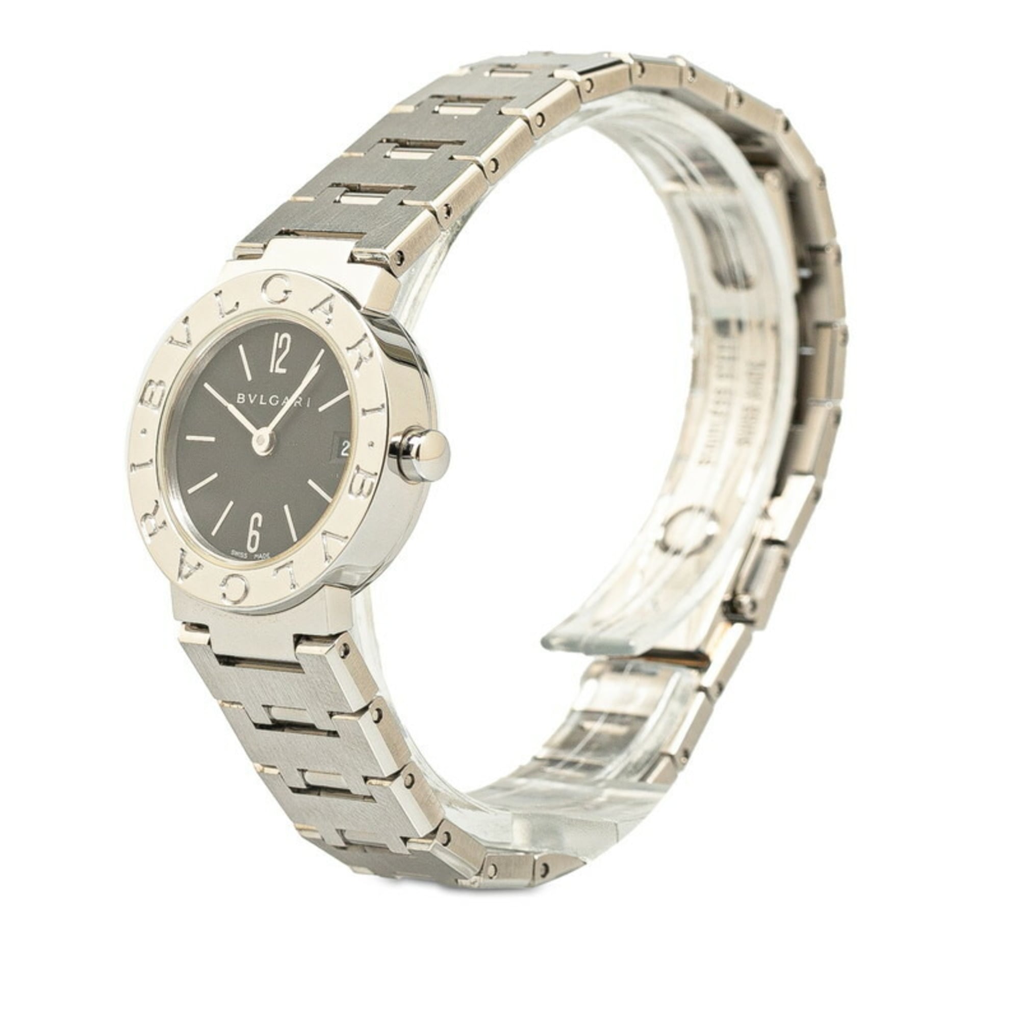 BVLGARI Uhr BB23SS Quarz Schwarz Zifferblatt, Edelstahl, Damenuhr