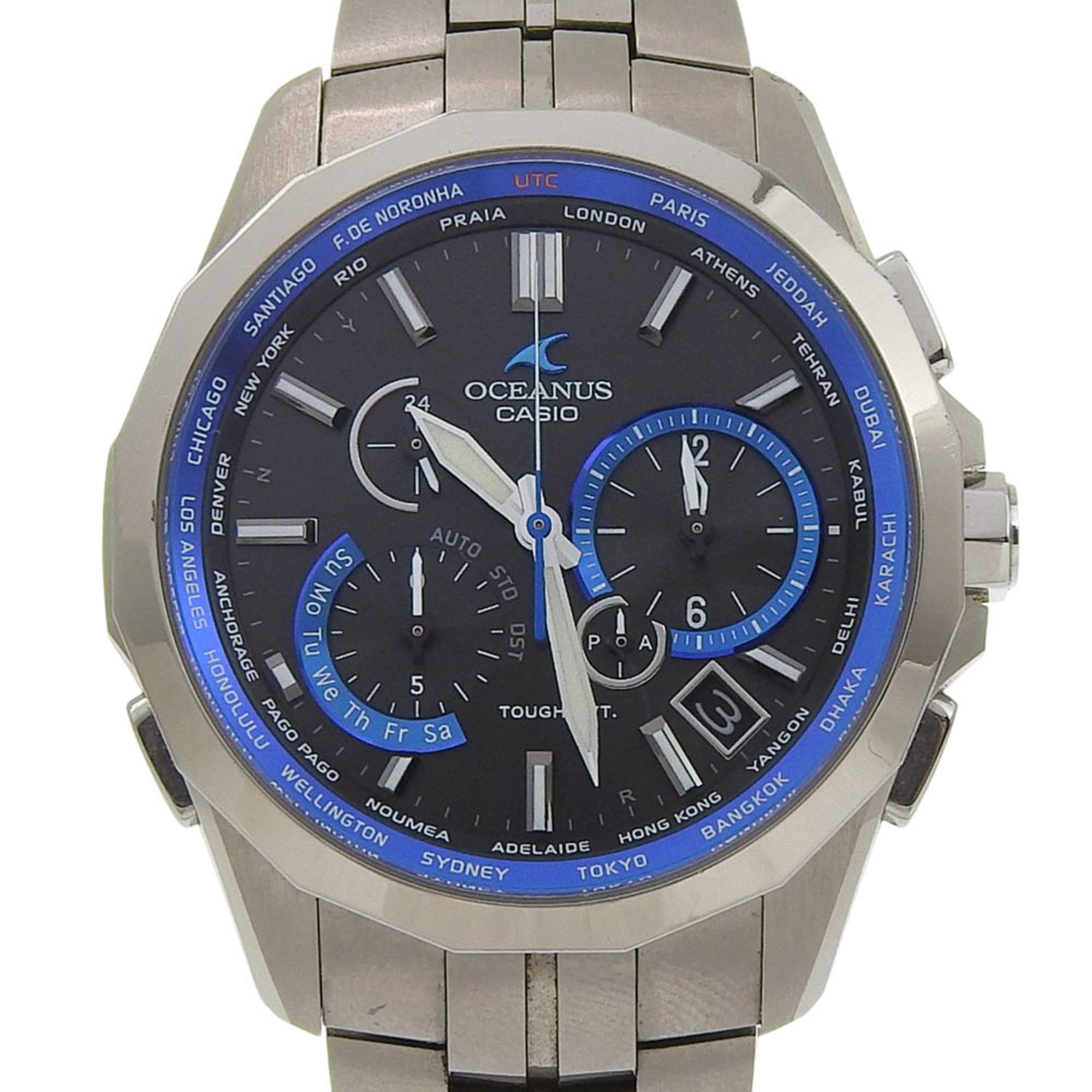 Casio Oceanus Manta Watch OCW-S2400 Titanium Black Solar Radio-Controlled Chronograph Dial Men's