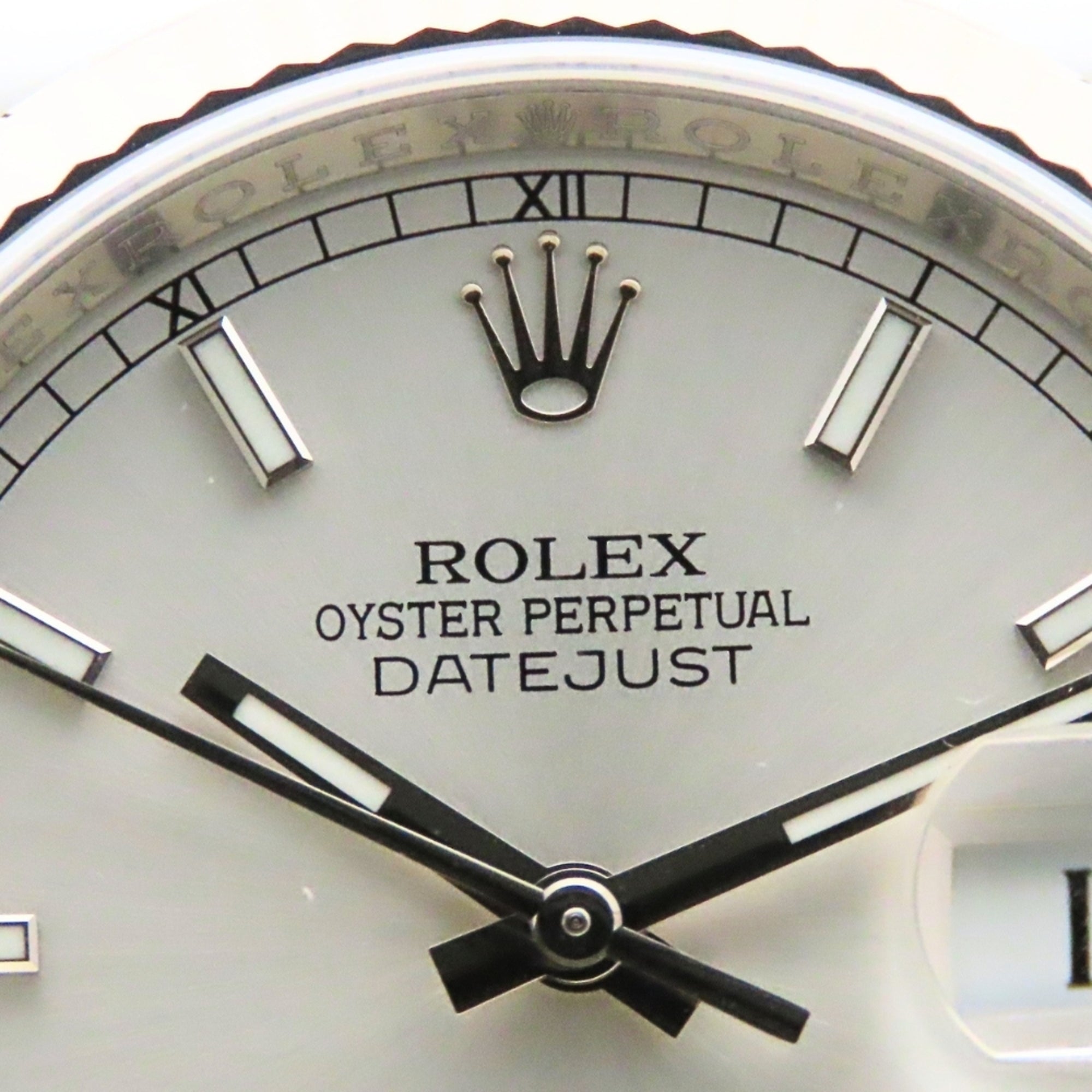 Rolex Datejust 36 116234 Edelstahl, 18 Karat Weißgold, Silber Zifferblatt, Stabindexe, Herrenuhr