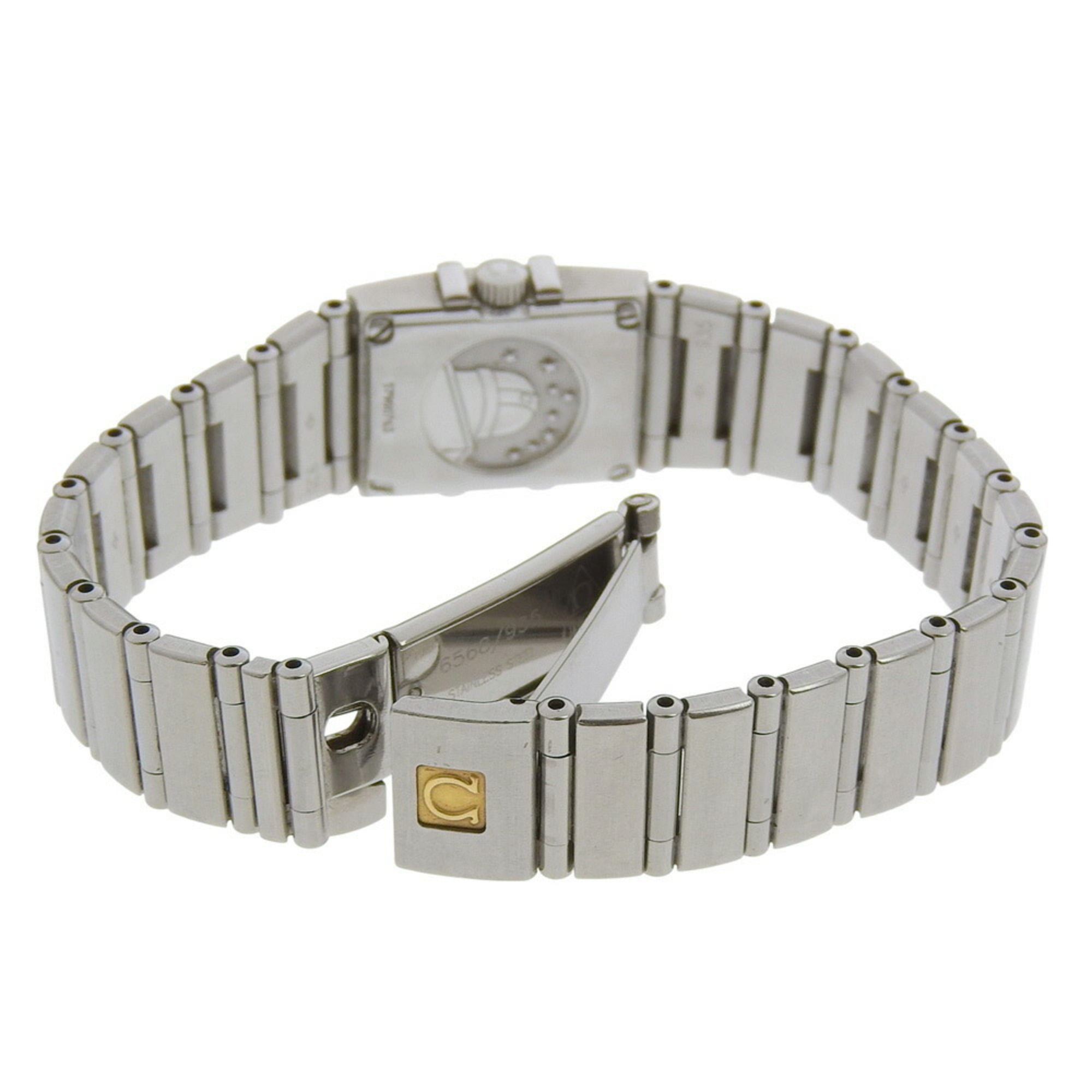 OMEGA Constellation Carree Uhr 1531.71 Edelstahl 1998 Quarz Analoganzeige Weiß Muschelzifferblatt Damenuhr