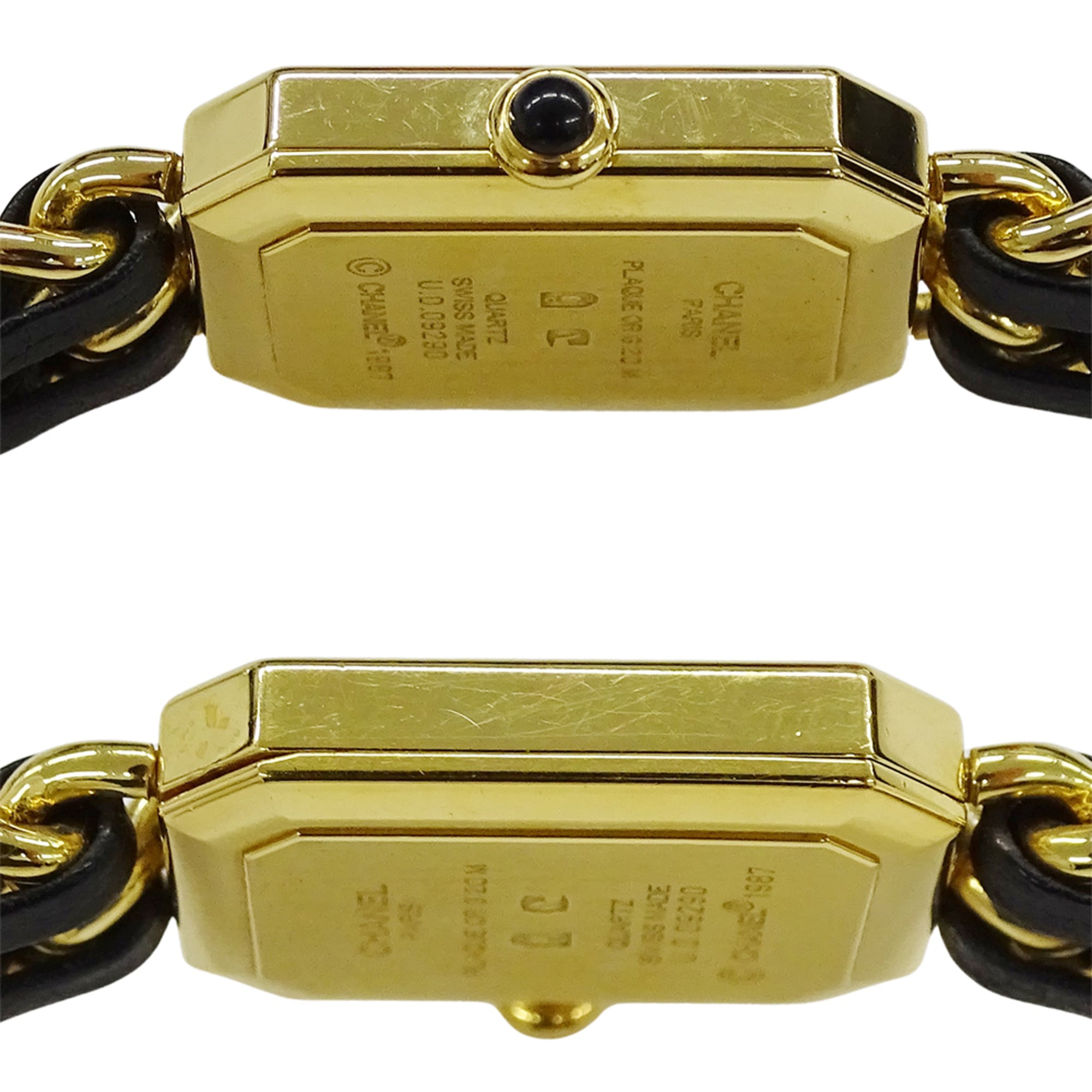 Chanel CHANEL Montre pour femme, modèle « Brand Premiere Quartz QZ GP, cuir, taille M, H0001Carré dorée Noir