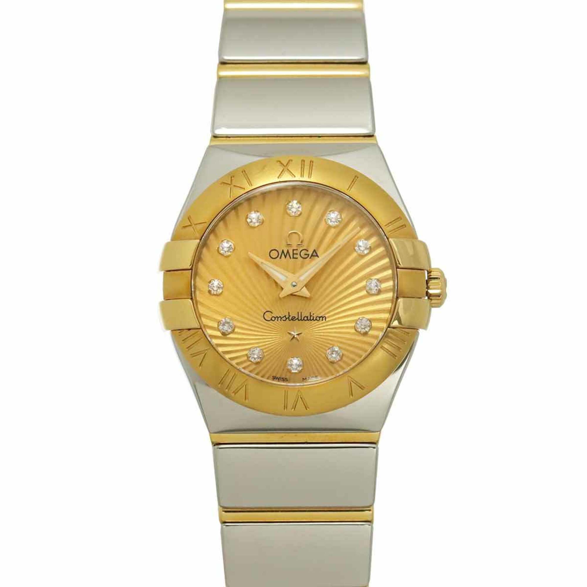 Omega Constellation Brushed Two-Tone 123 20 24 60 58 002 Ladies' Watch Gold 18KYG Yellow Quartz