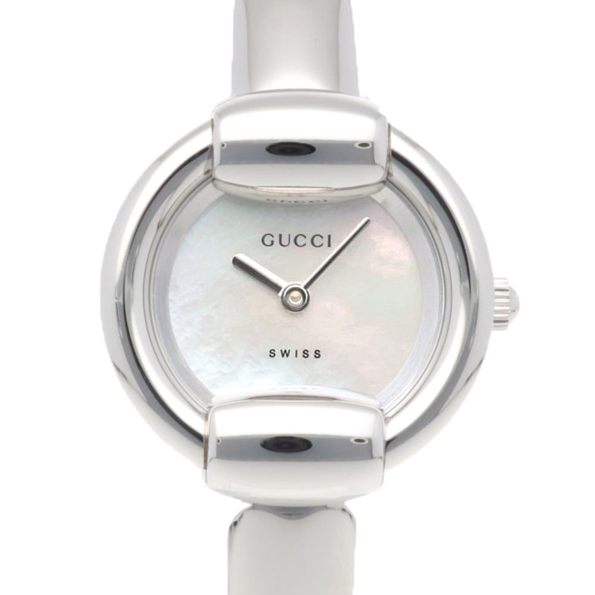 Gucci watch, stainless steel 1400L quartz, polished, ladies' GUCCI white shell.
