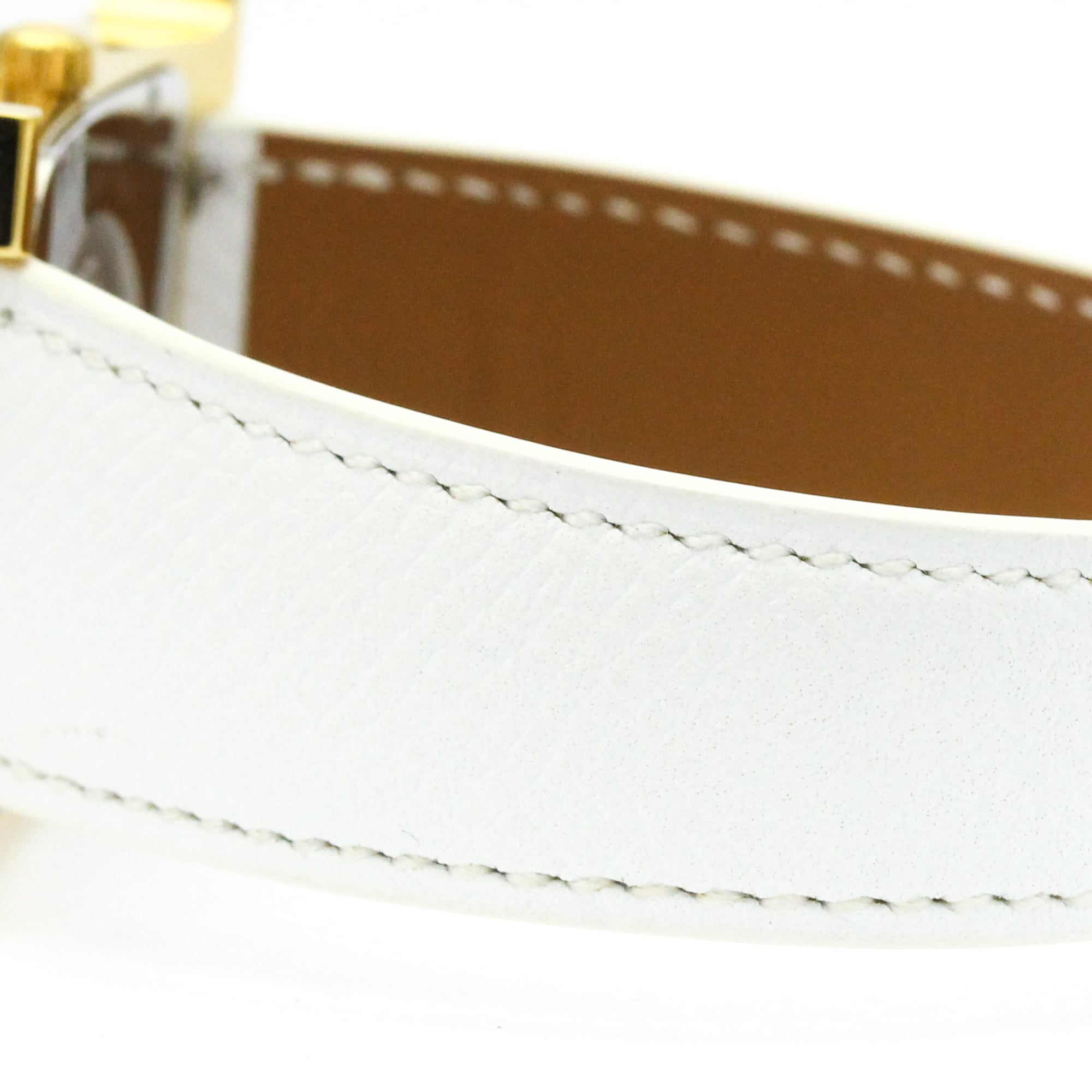 HERMES H Watch Gold Plated Leather Quartz Mens Watch HH1.801