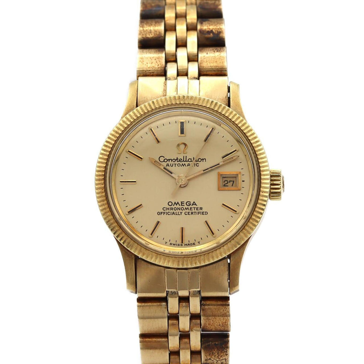 Omega Constellation Chronometer GZl1lio2, goldenes Zifferblatt, 24 mm Uhr