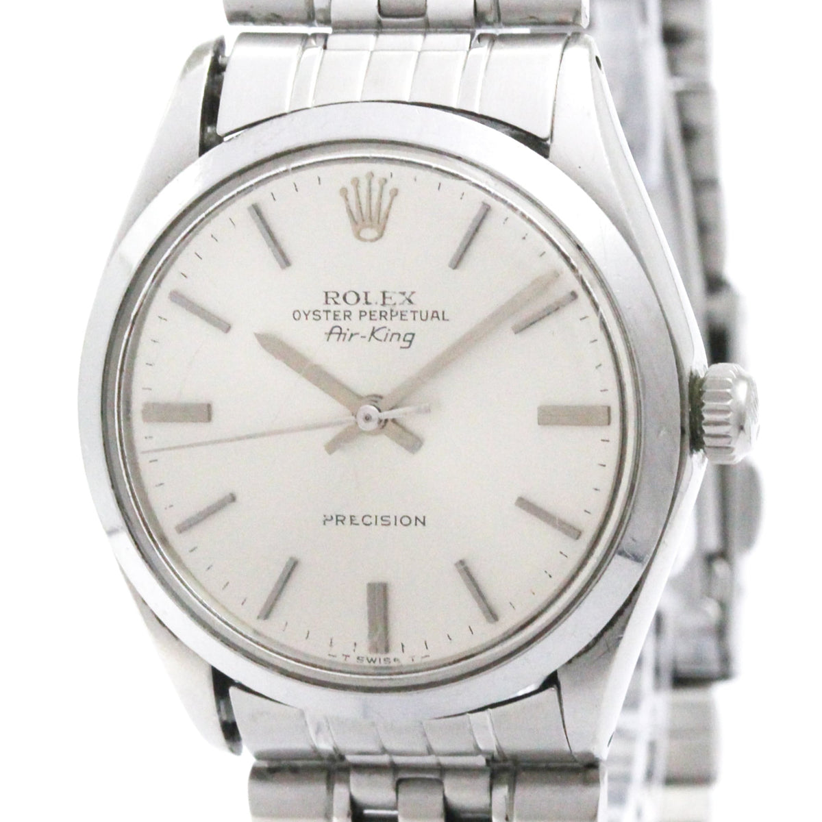 Rolex Airking 5500 Silber Zifferblatt 34 mm Uhr