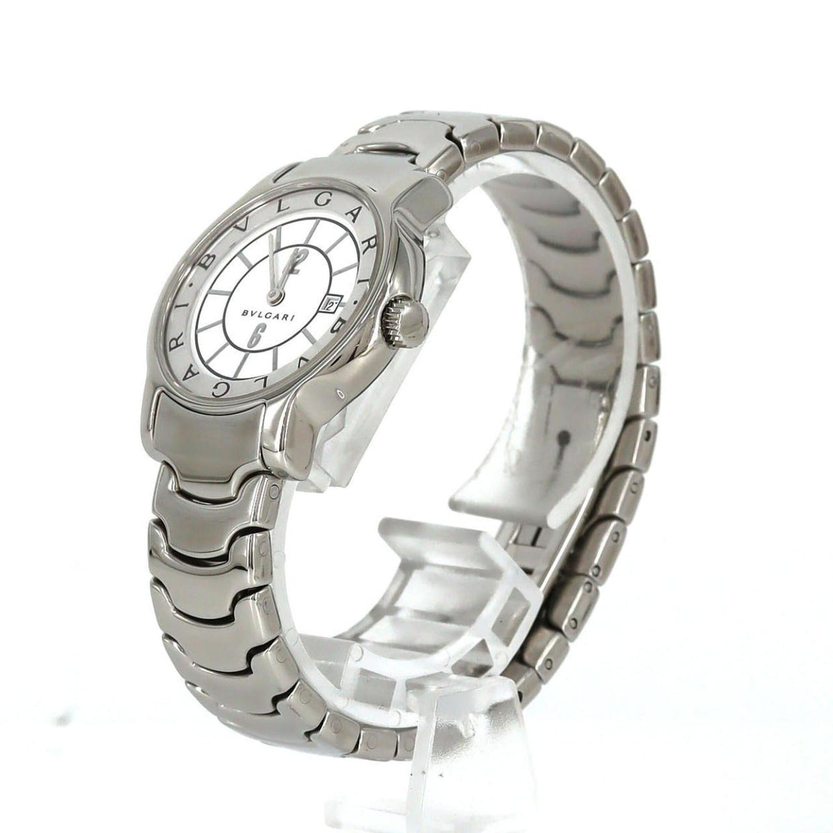 Bvlgari Bulgari Solotempo ST29S/ST29WSSD horloge met witte wijzerplaat, 29 mm