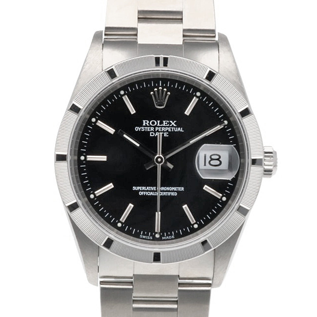 Rolex Date Oyster Perpetual 15210 Black Dial 34mm Watch