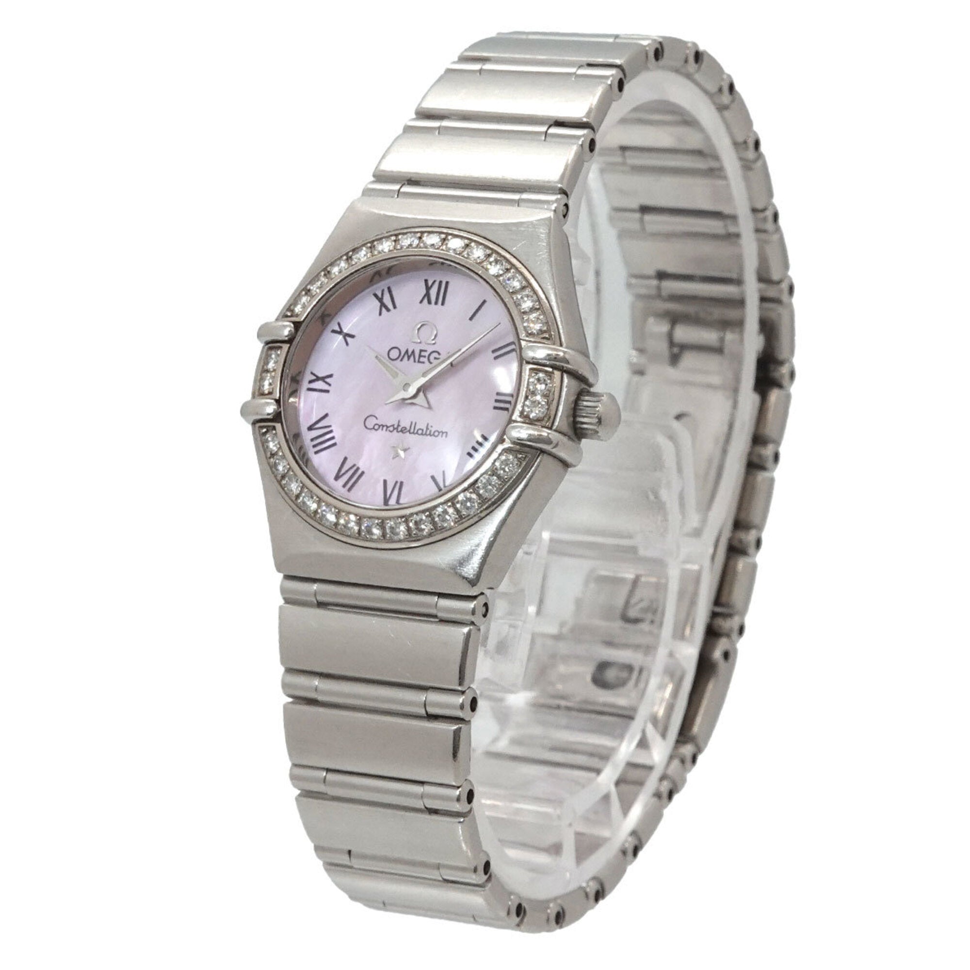 Omega Constellation 1476 83 Diamond Bezel Ladies' Watch Pink Shell Quartz