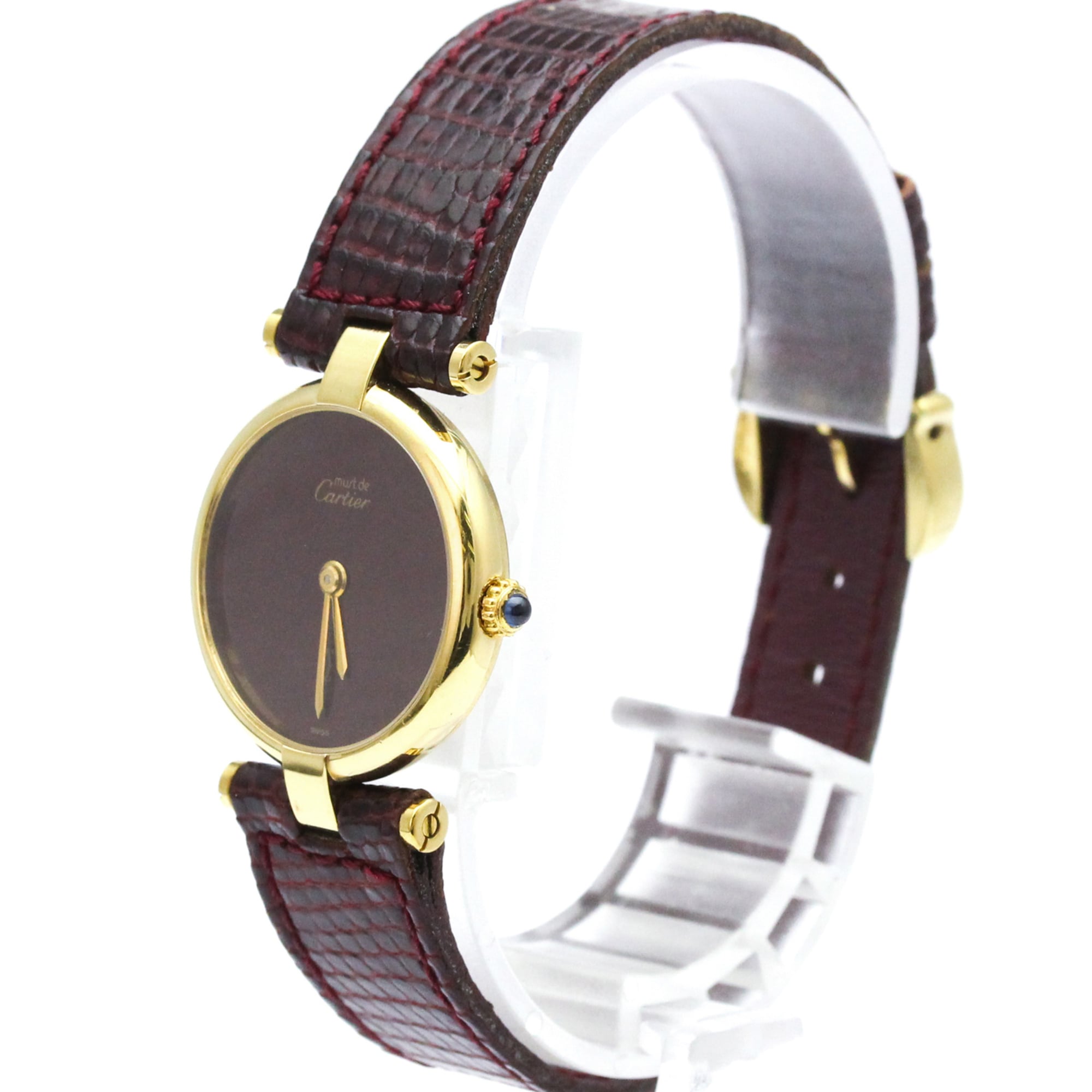 CARTIER Must Vendome Gold Plated Leather Quartz Ladies Watch