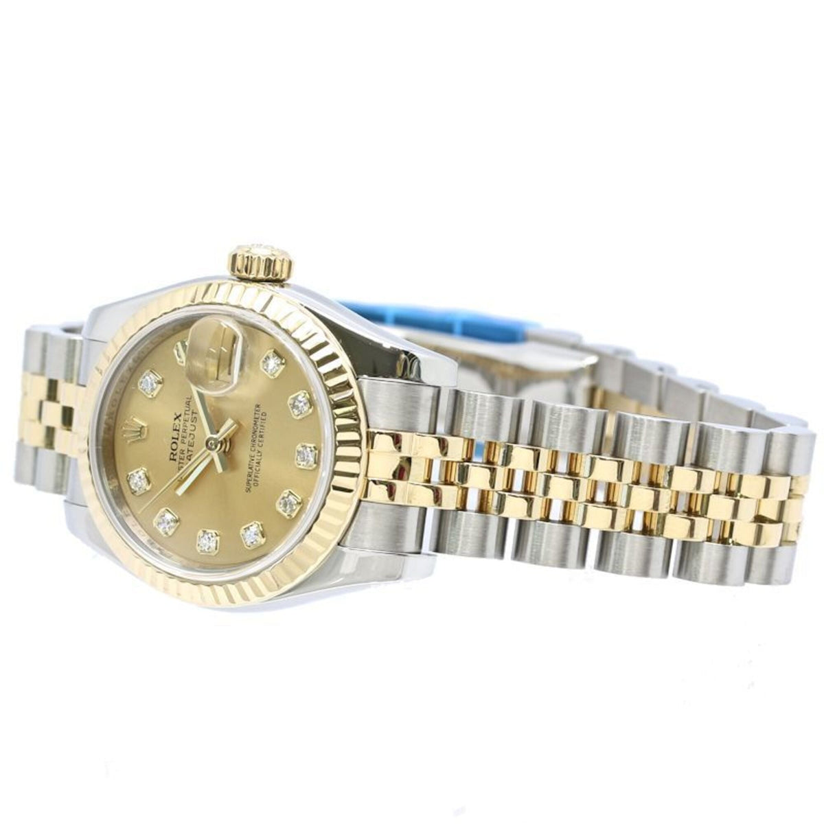 Rolex Datejust 10P Diamond 179173G horloge met champagnekleurige wijzerplaat, 26 mm