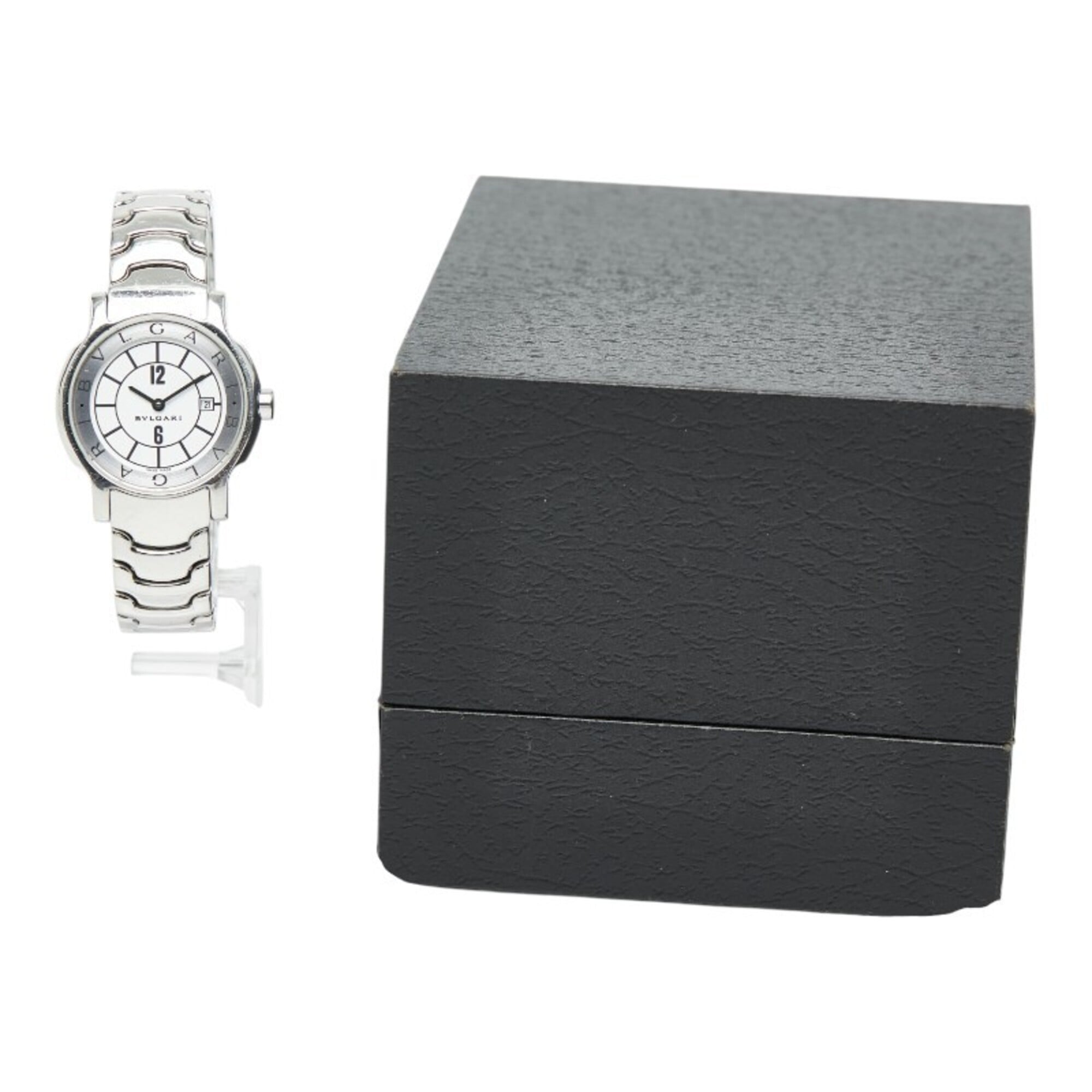 Montre Quartz Bulgari Solotempo ST29S, cadran Blanc, acier inoxydable, pour femme, BVLGARI