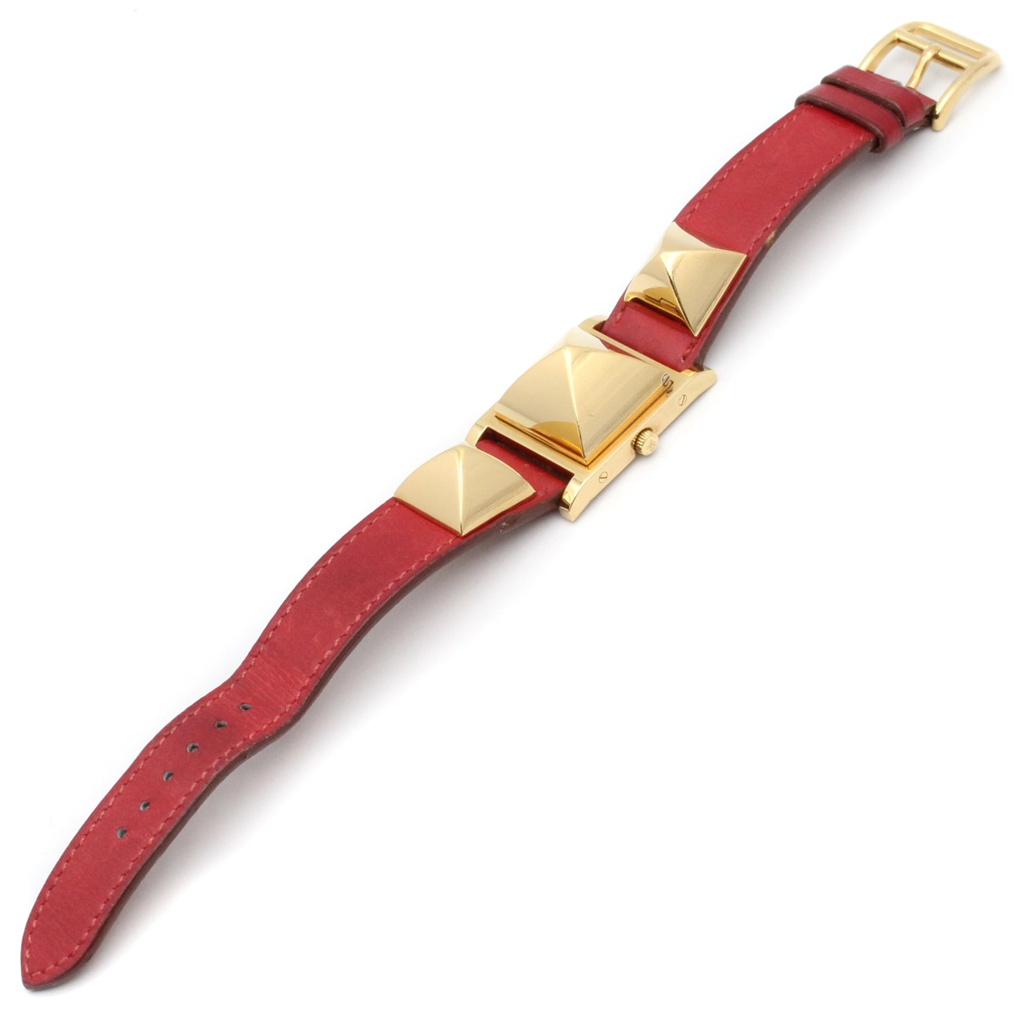 Hermes Medor gold-plated (GP) leather strap wo white ME1.201