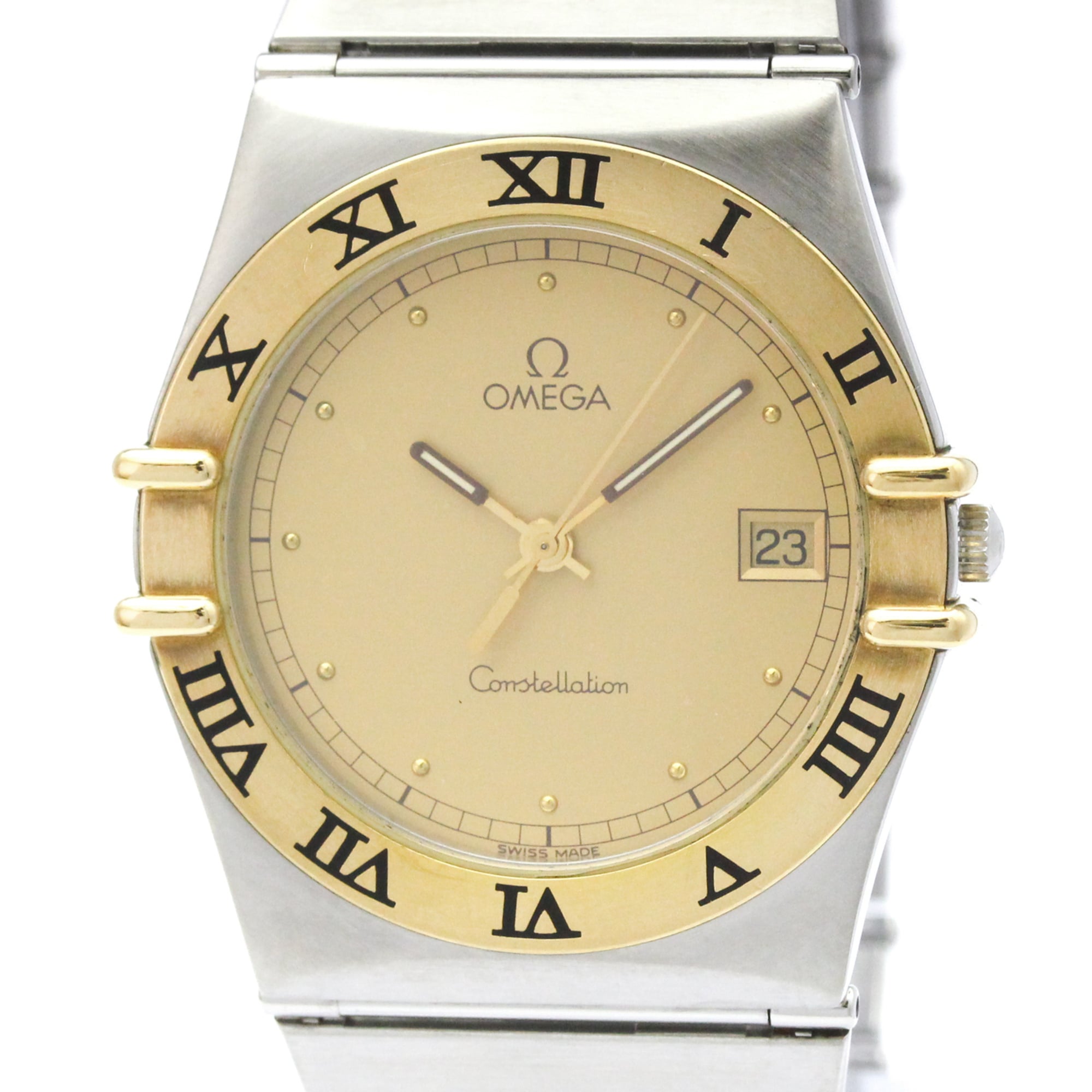 OMEGA Constellation 18K Gold Steel Quartz Mens Watch 396.1080 Polished