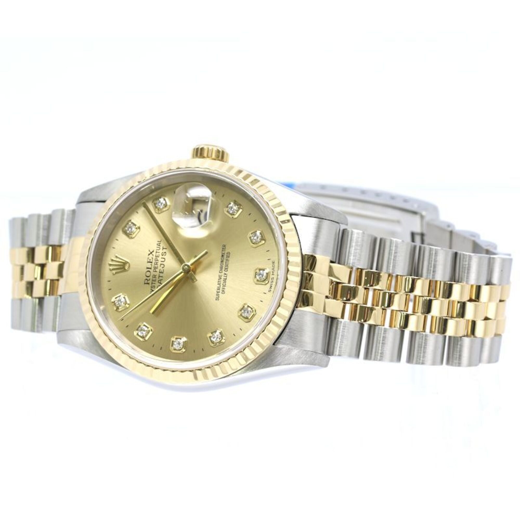 Rolex Datejust 10P Diamond 16233G Champagne Dial 36mm Watch