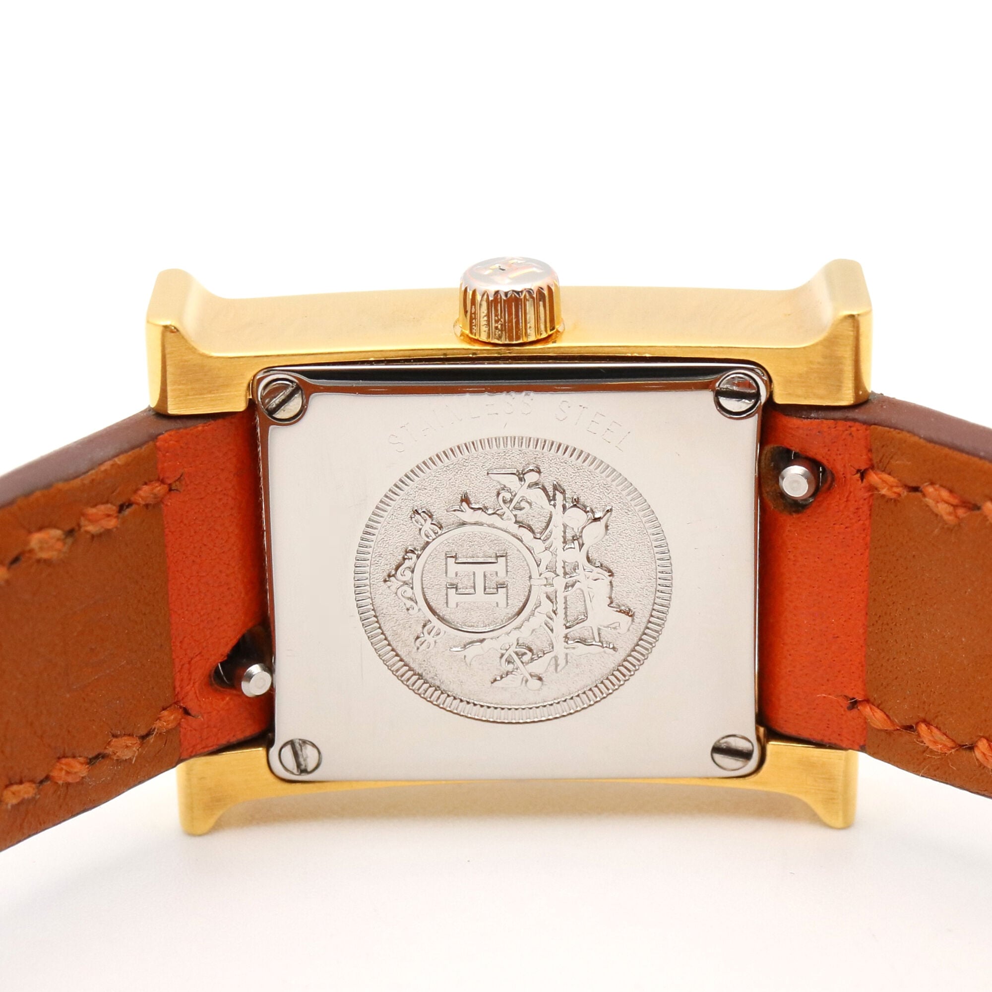 Hermes H-Watch HH1.101 White Dial Gold plated 17mm Watch