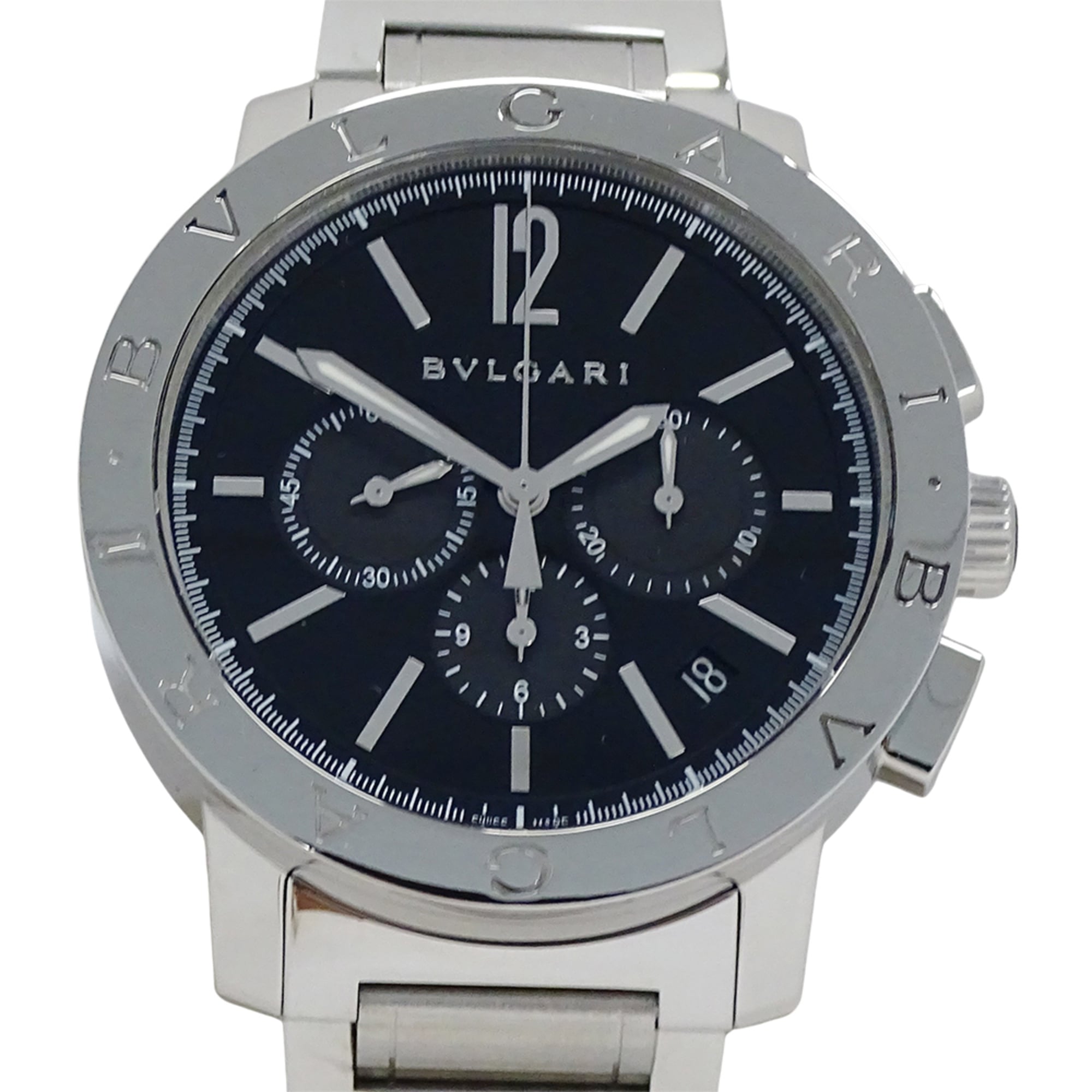 Bulgari BVLGARI Men's Watch, Brand: Chronograph Automatic AT Stainless Steel SS BB41SCH Silver Black