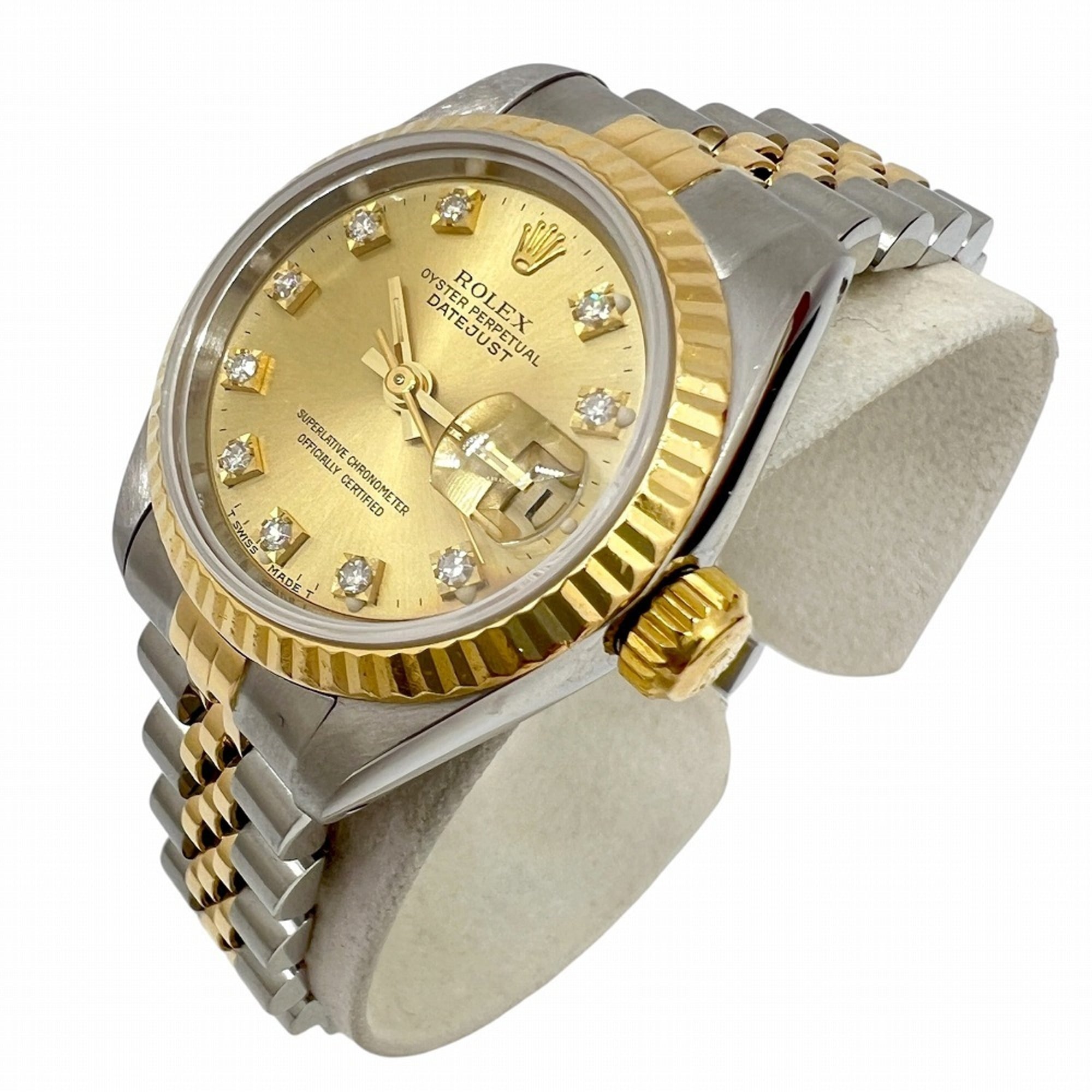 ROLEX Datejust 10P Diamond Stainless Steel 18K Yellow Gold Dial 69173G L-serial Two-tone Automatic Wo