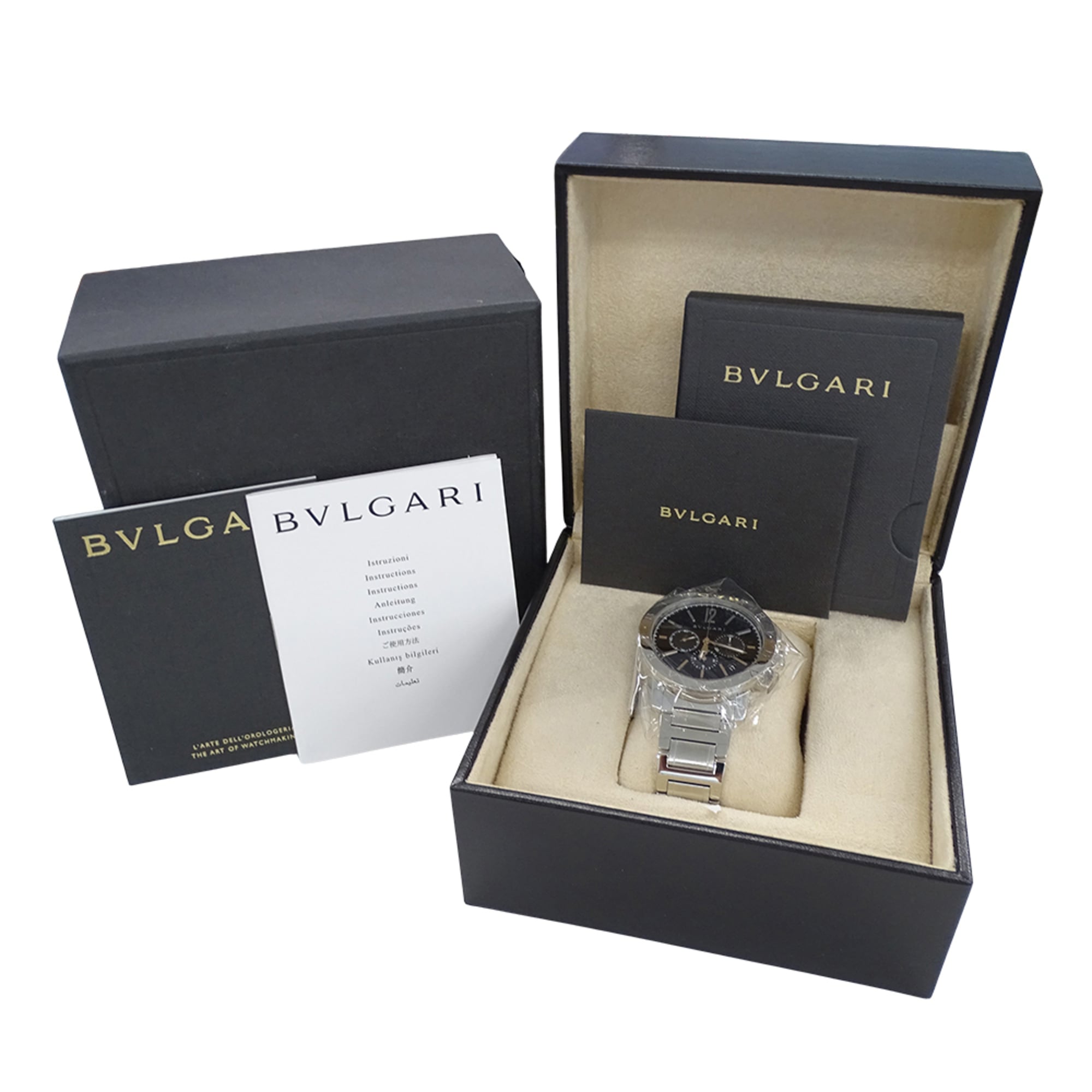Montre Pour Hommes Bulgari BVLGARI, marque : Chronographe Automatique AT en acier inoxydable SS BB41SCH, argent Noir