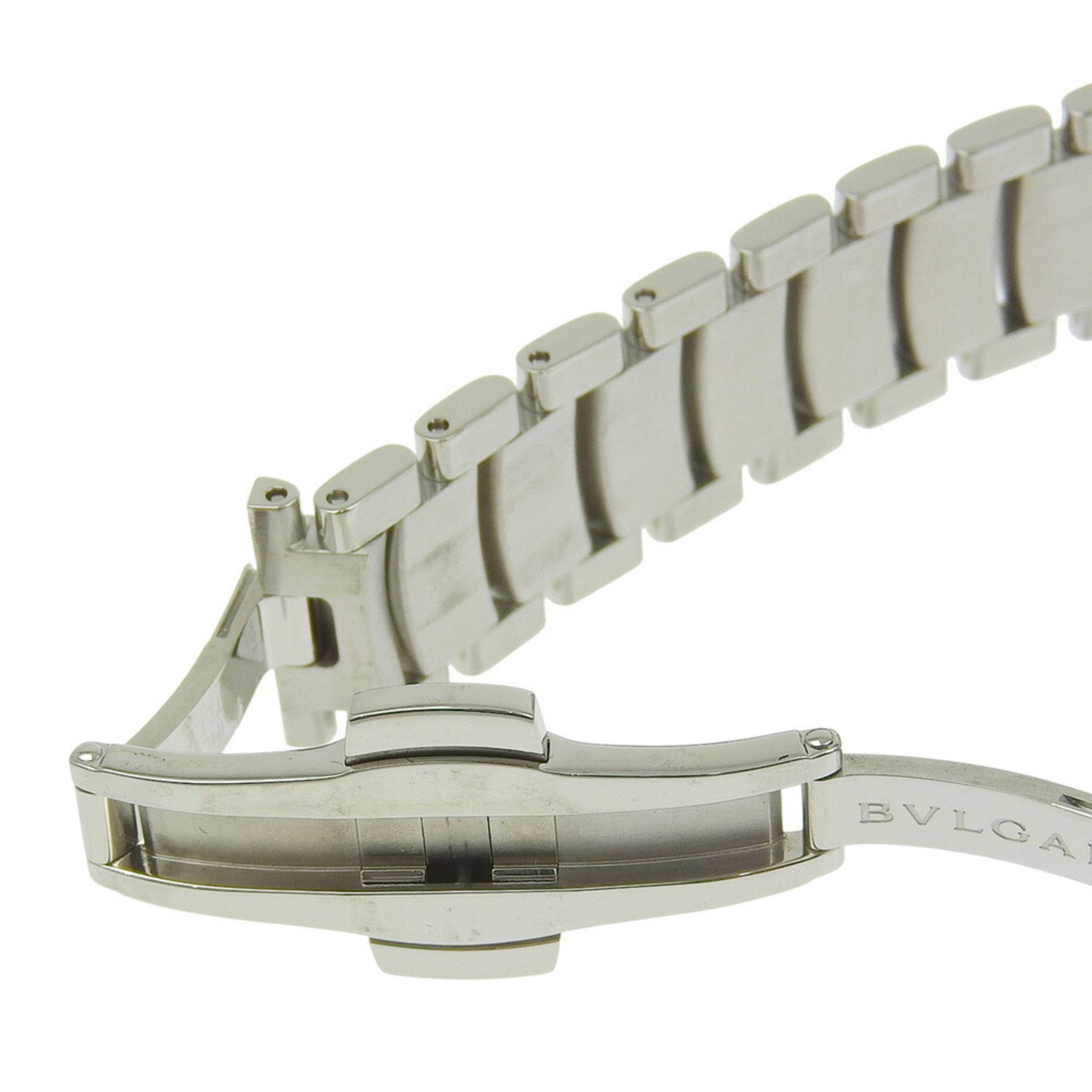 BVLGARI Assioma Uhr AA26S Edelstahl Quarz Analoganzeige Schwarz Zifferblatt Damenuhr