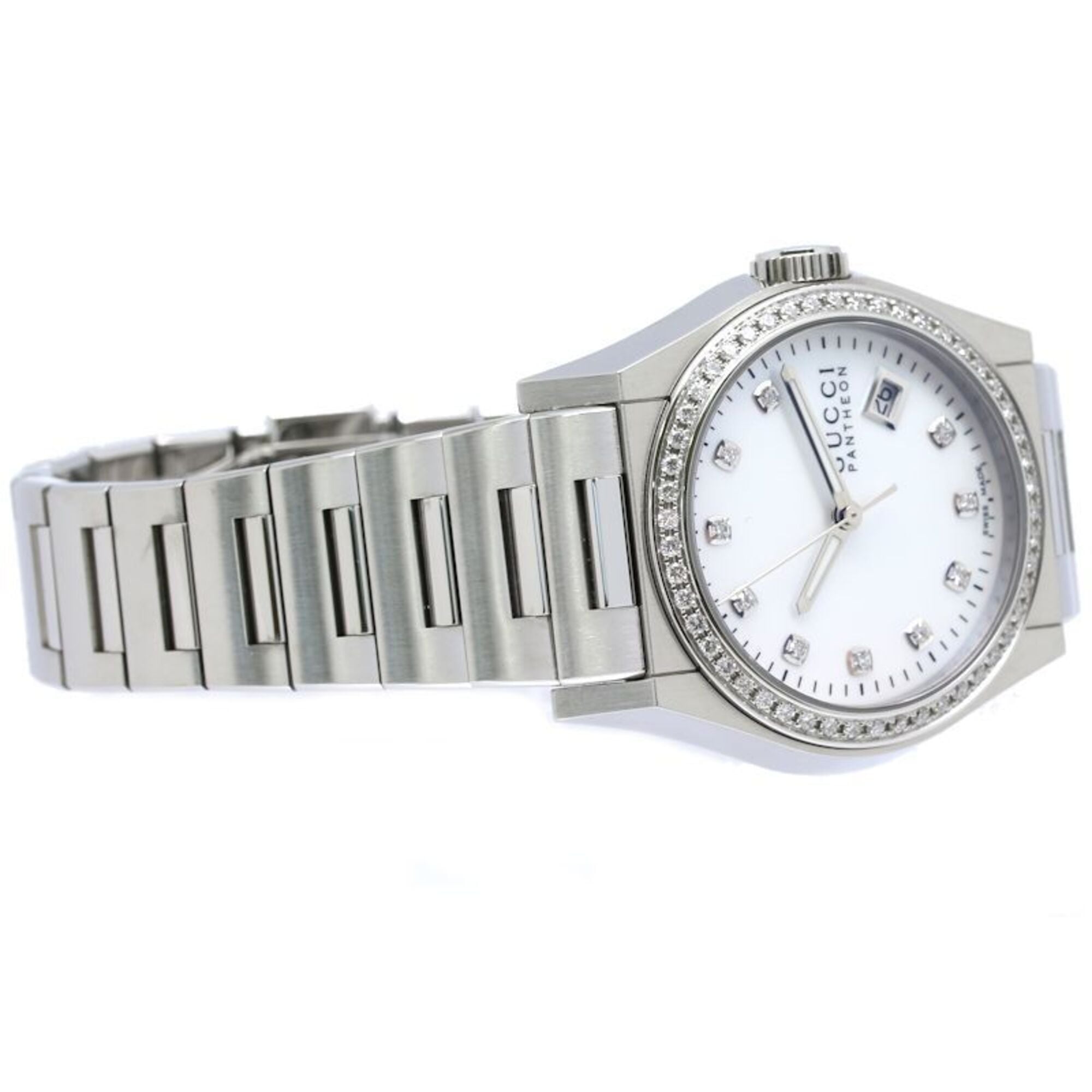 GUCCI Pantheon Bezel Diamond 10P YA115404 115.4 Boys' Stainless Steel 40561