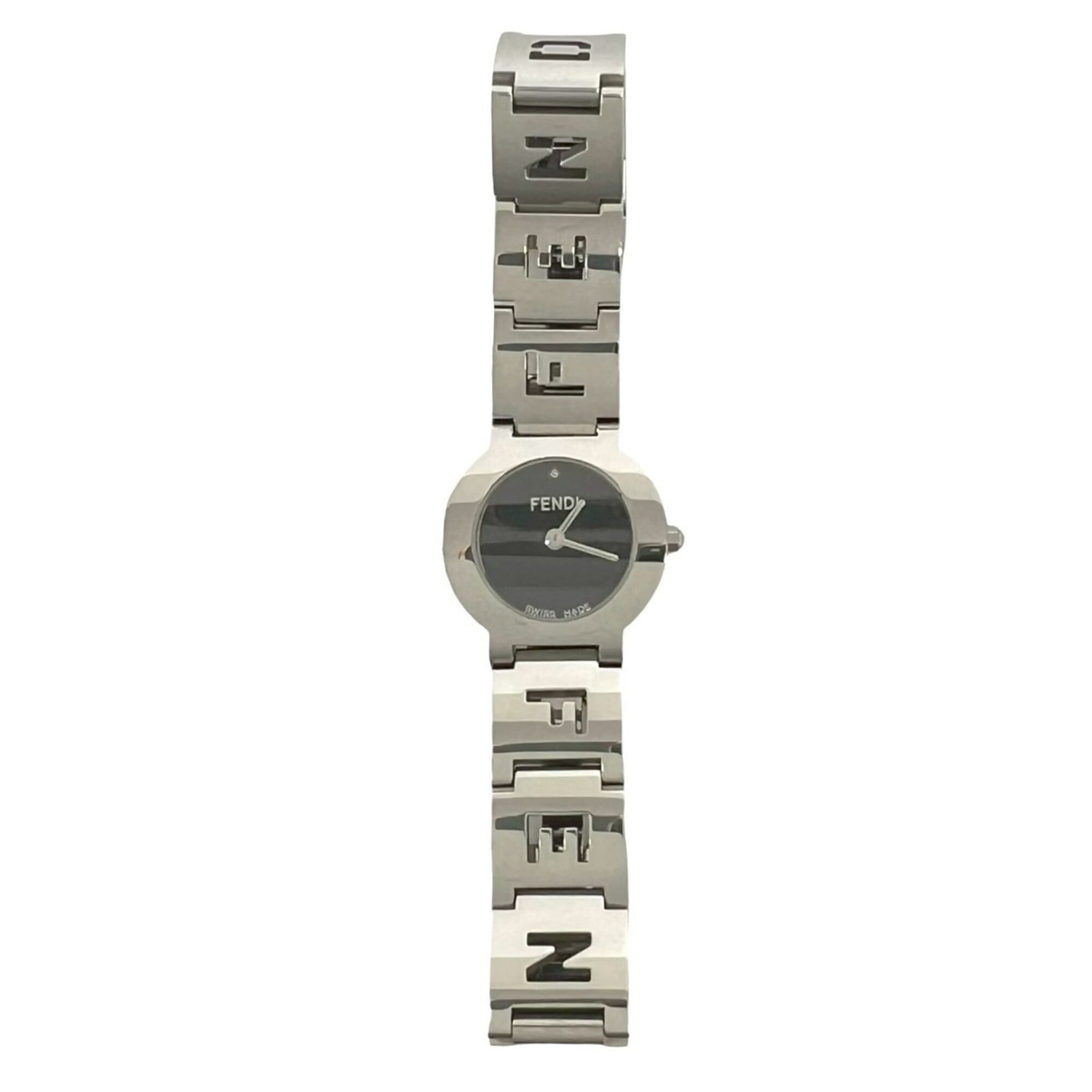 FENDI 3050L Logo Motif Stainless Steel Quartz Silver 31341
