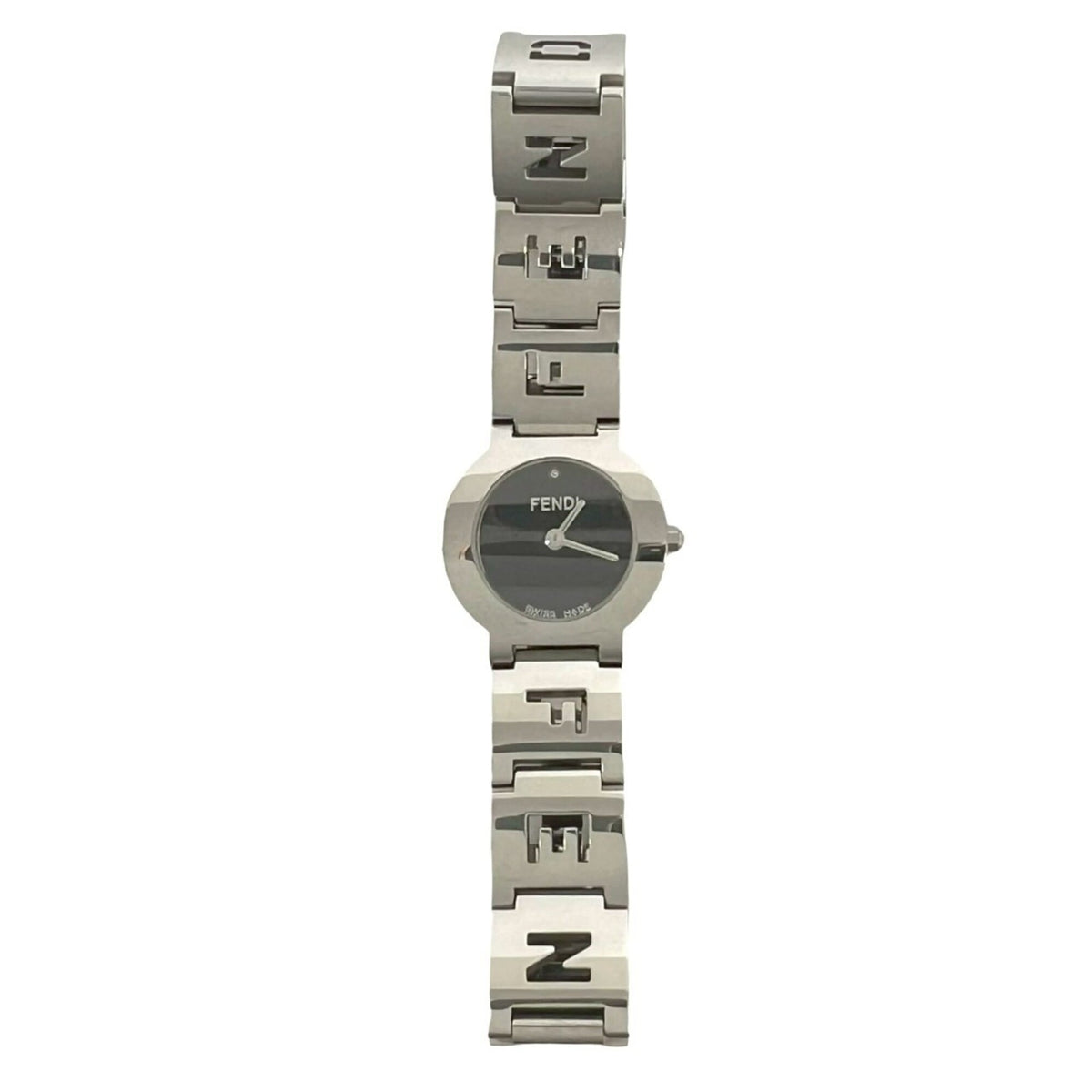 FENDI 3050L Logo Motif Stainless Steel Quartz Silver 31341