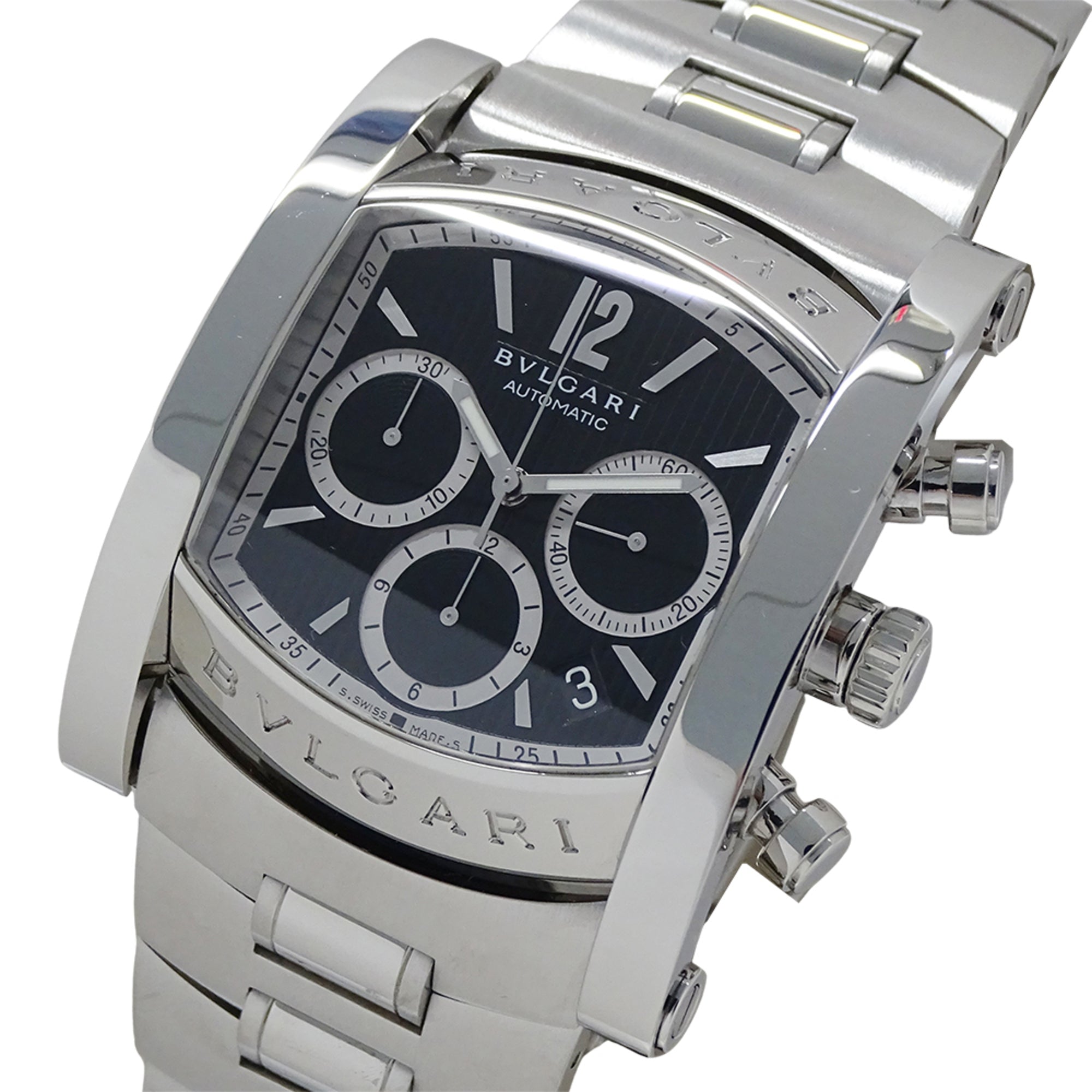 Bulgari BVLGARI Men's Watch, Brand: Assioma Chronograph Automatic AT Stainless Steel SS AA48SCH Silver Black