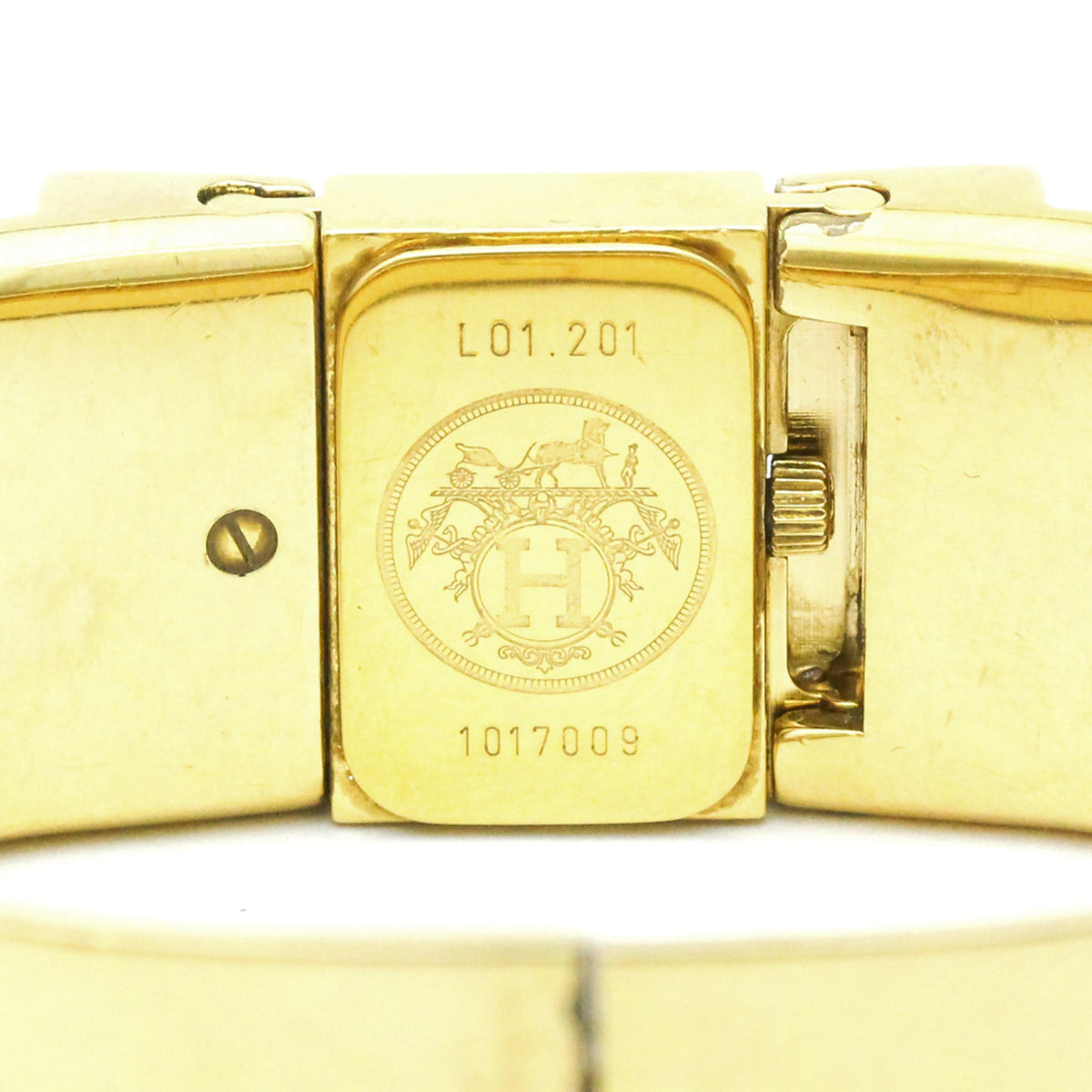 Hermes Loquet LO1.201 horloge met gouden wijzerplaat, 20 mm