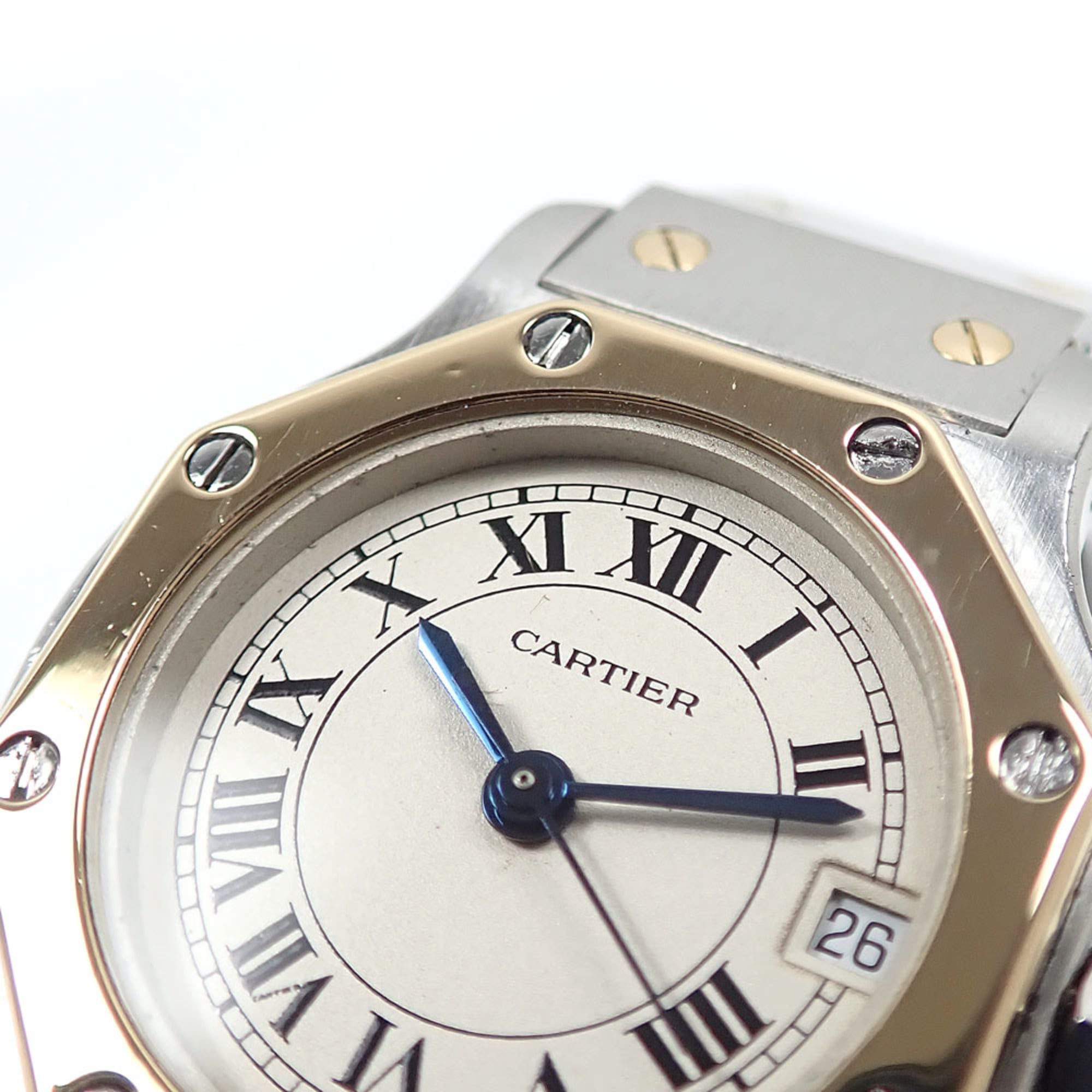 Cartier Santos Octagon SM Ladies Quartz Watch, Stainless Steel & 18K Yellow Gold, W2001683/187903, Battery Operated