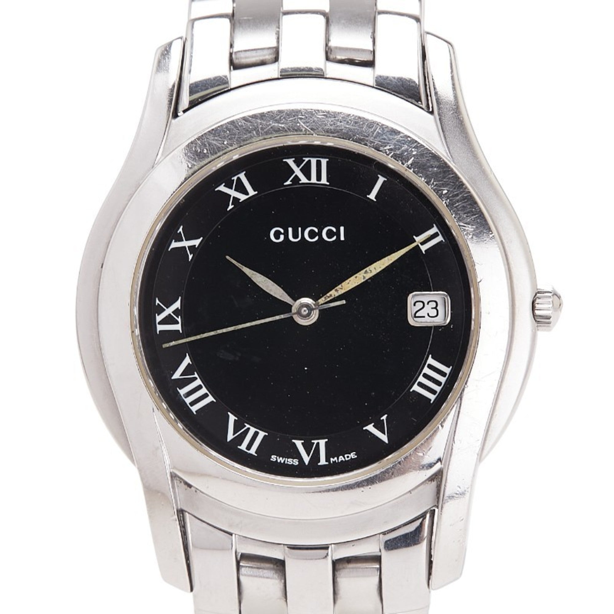 Gucci G-Class Watch, 5500M Quartz Movement, Black Dial, Stainless Steel, Men's, GUCCI