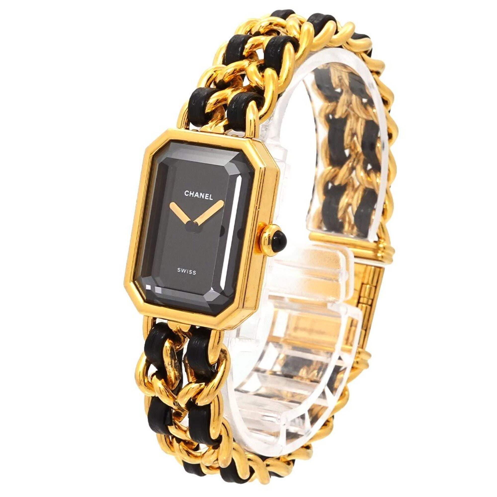 Chanel Premiere Large Size H0001 Women's Watch Black Gold Quartz