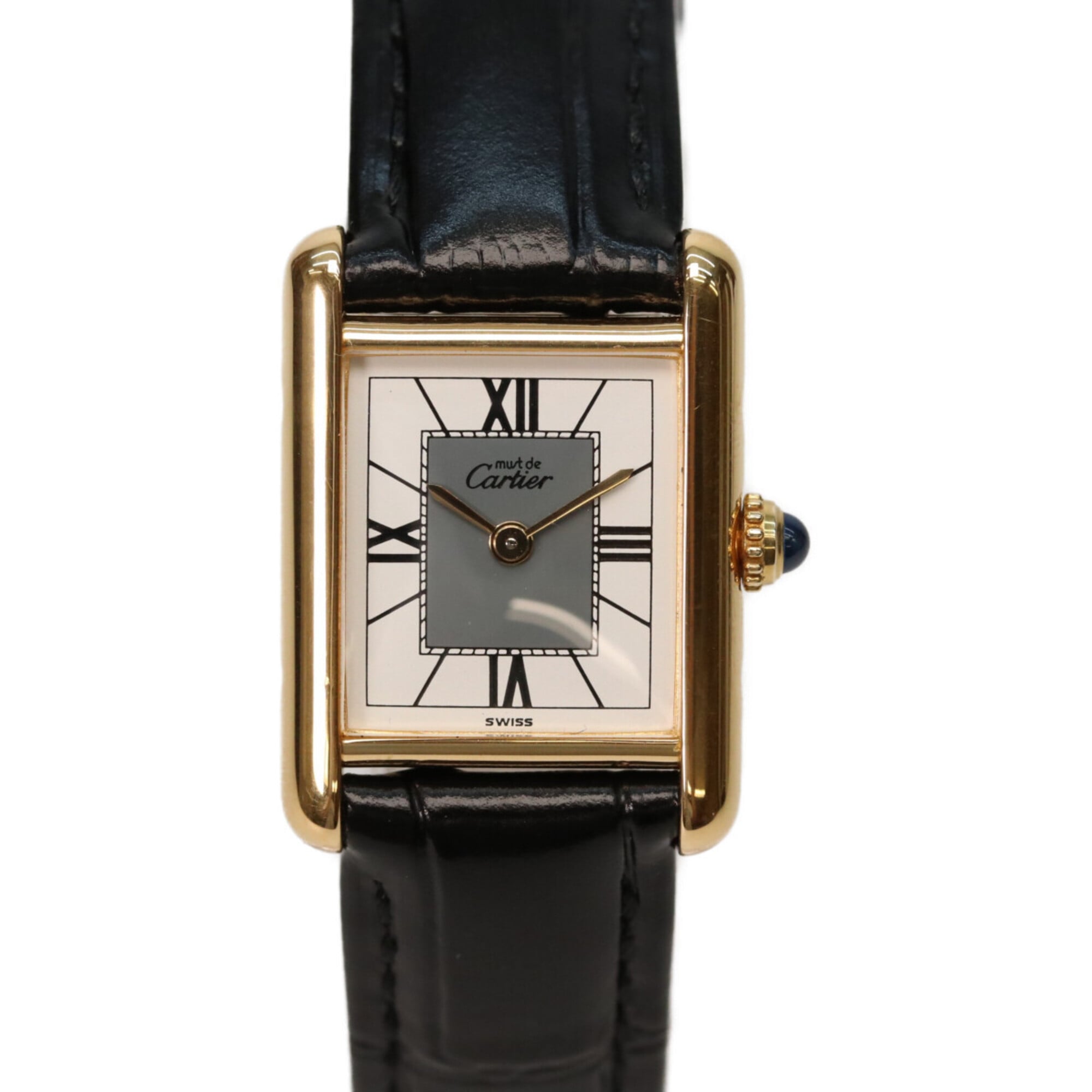 Cartier 925 Must Tank Vermeil SM Quartz Leather Watch, Ivory, Women's